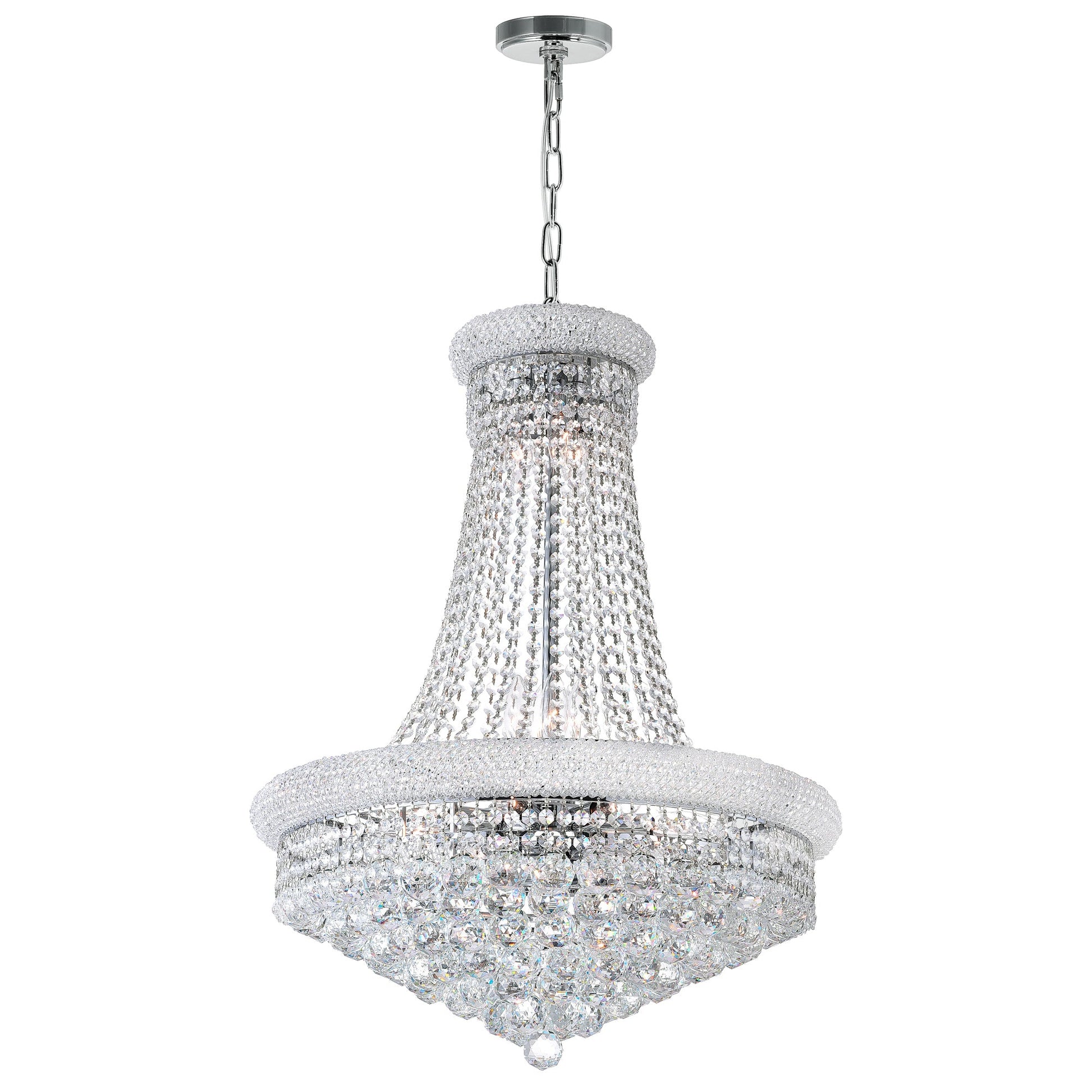 Empire 17 Light 24in Chrome Down Chandelier with Crystals - CWI Lighting