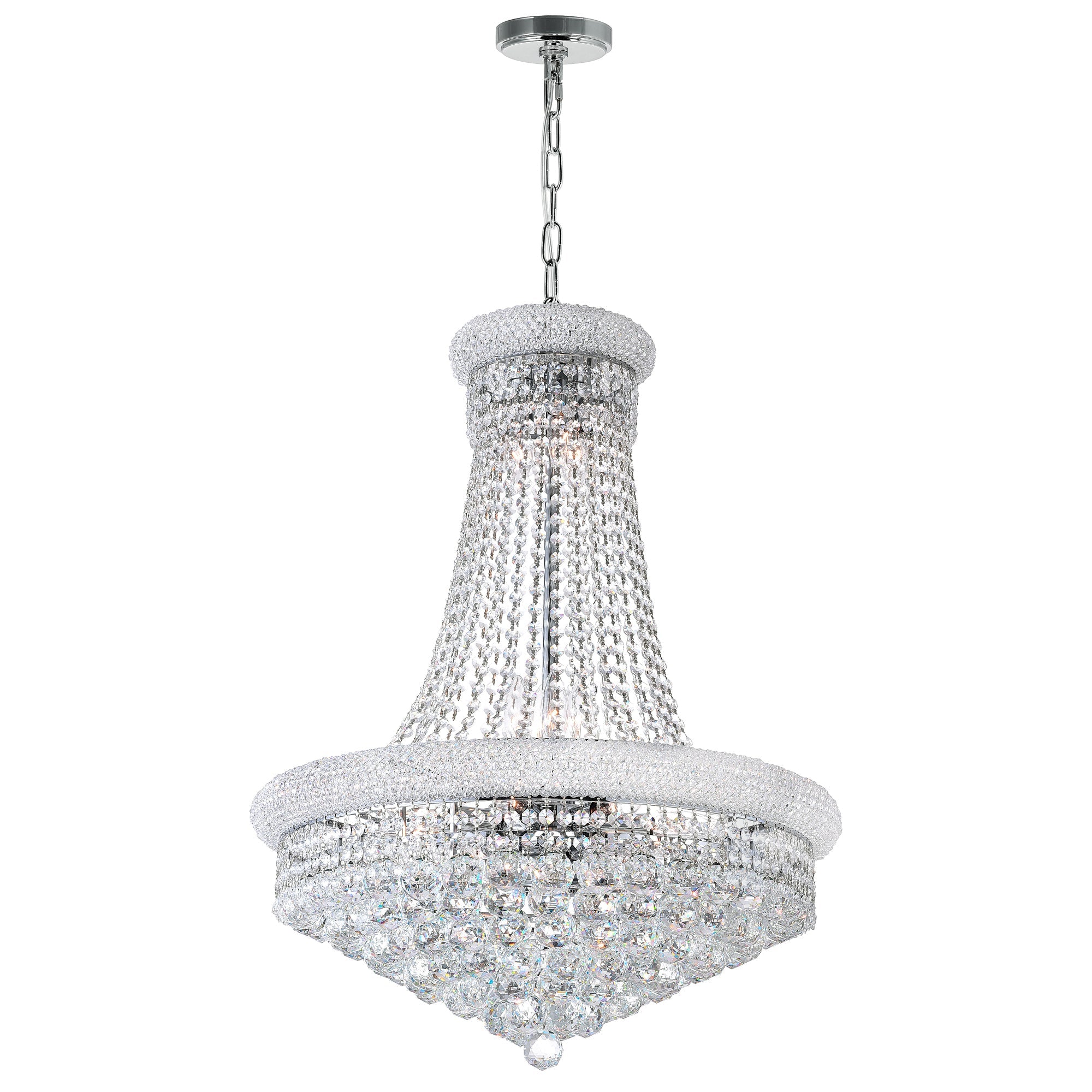 Empire 17 Light 24in Chrome Down Chandelier with Crystals - CWI Lighting