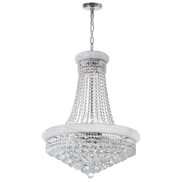 Empire 17 Light 24in Chrome Down Chandelier with Crystals - CWI Lighting