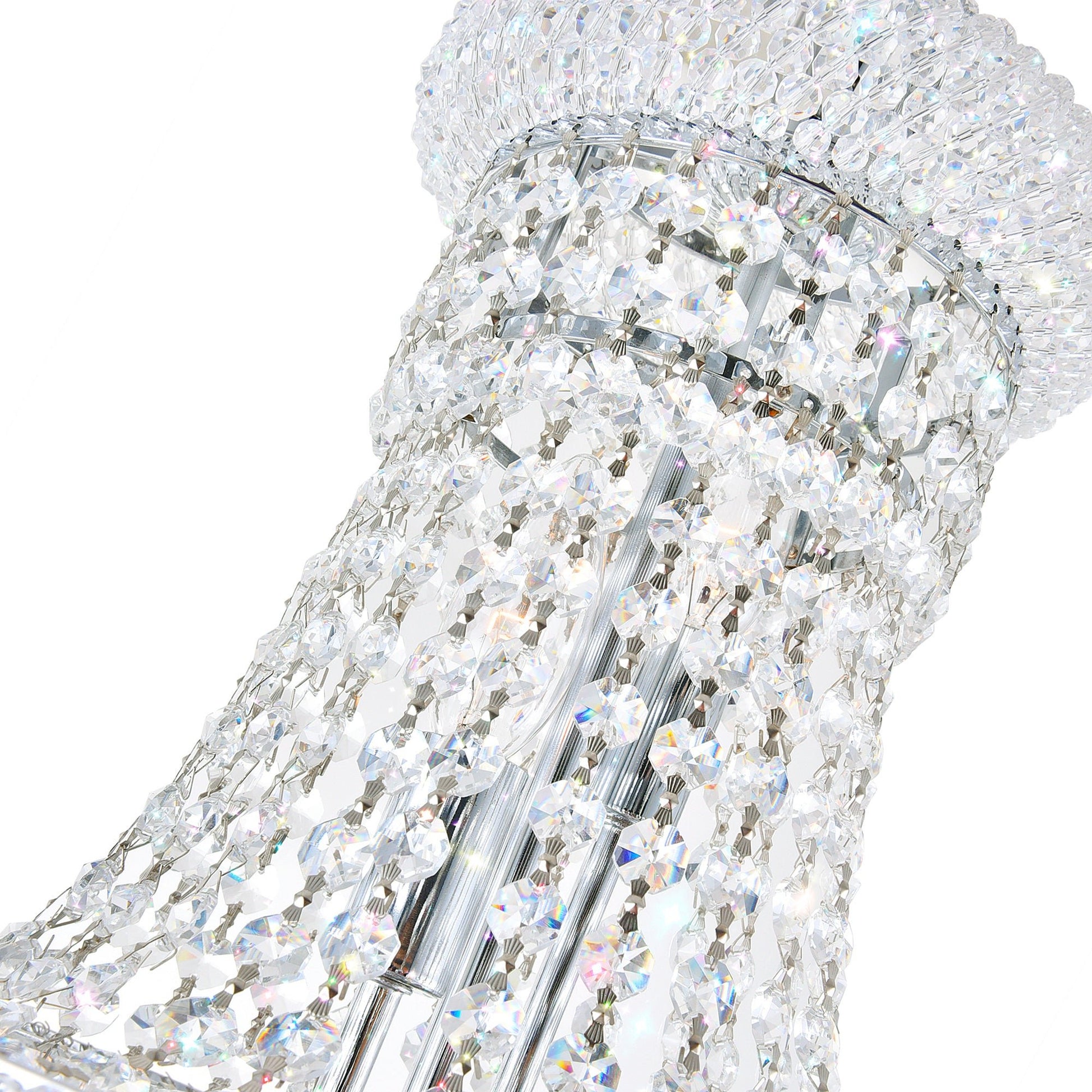 Empire 17 Light 24in Chrome Down Chandelier with Crystals - CWI Lighting