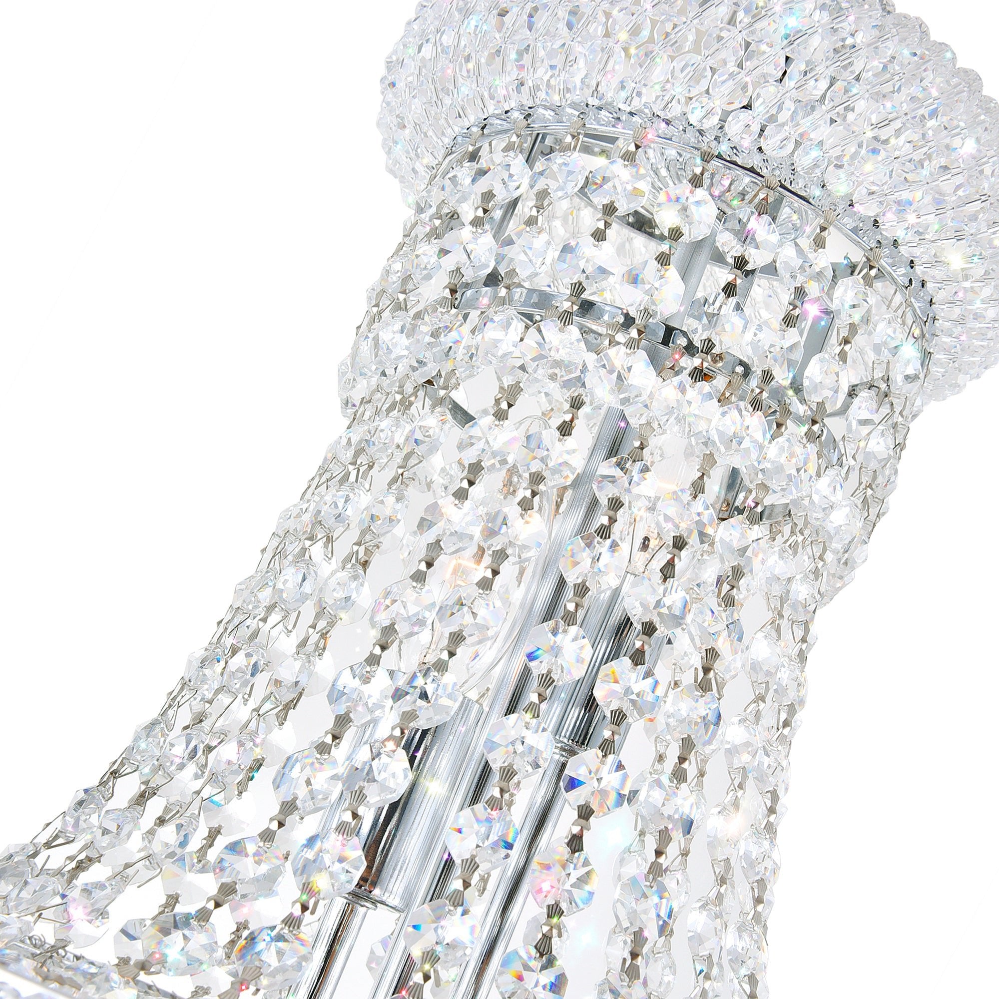Empire 17 Light 24in Chrome Down Chandelier with Crystals - CWI Lighting