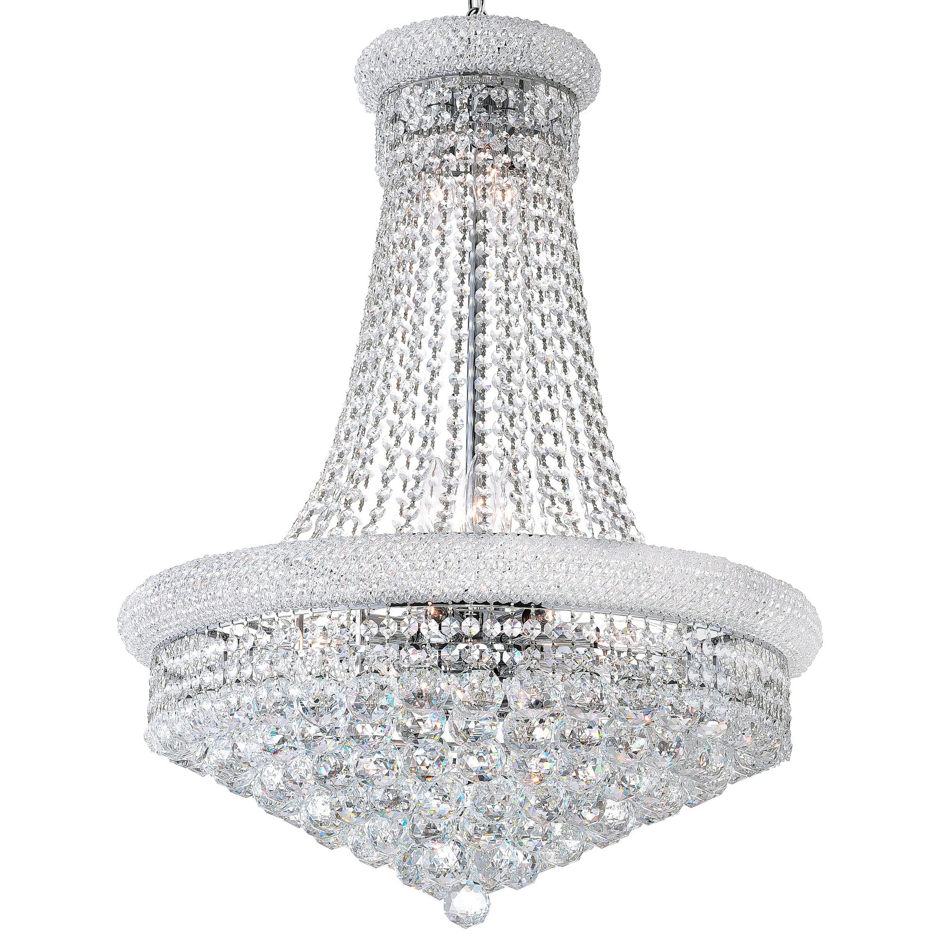 Empire 17 Light 24in Chrome Down Chandelier with Crystals - CWI Lighting