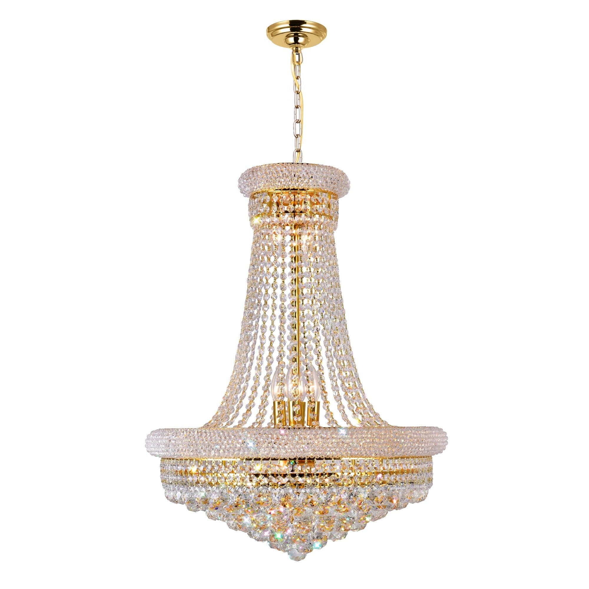 Empire 17 Light 24in Gold Down Chandelier with Crystals - CWI Lighting
