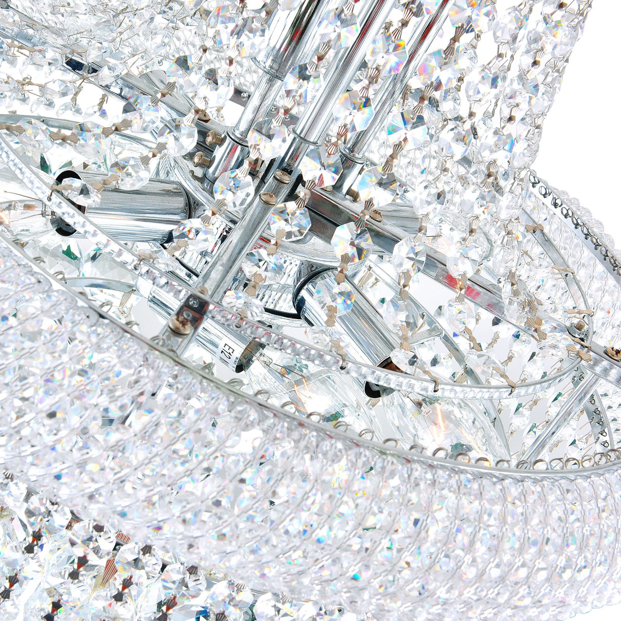 Empire 18 Light 28in Chrome Down Chandelier with Crystals - CWI Lighting