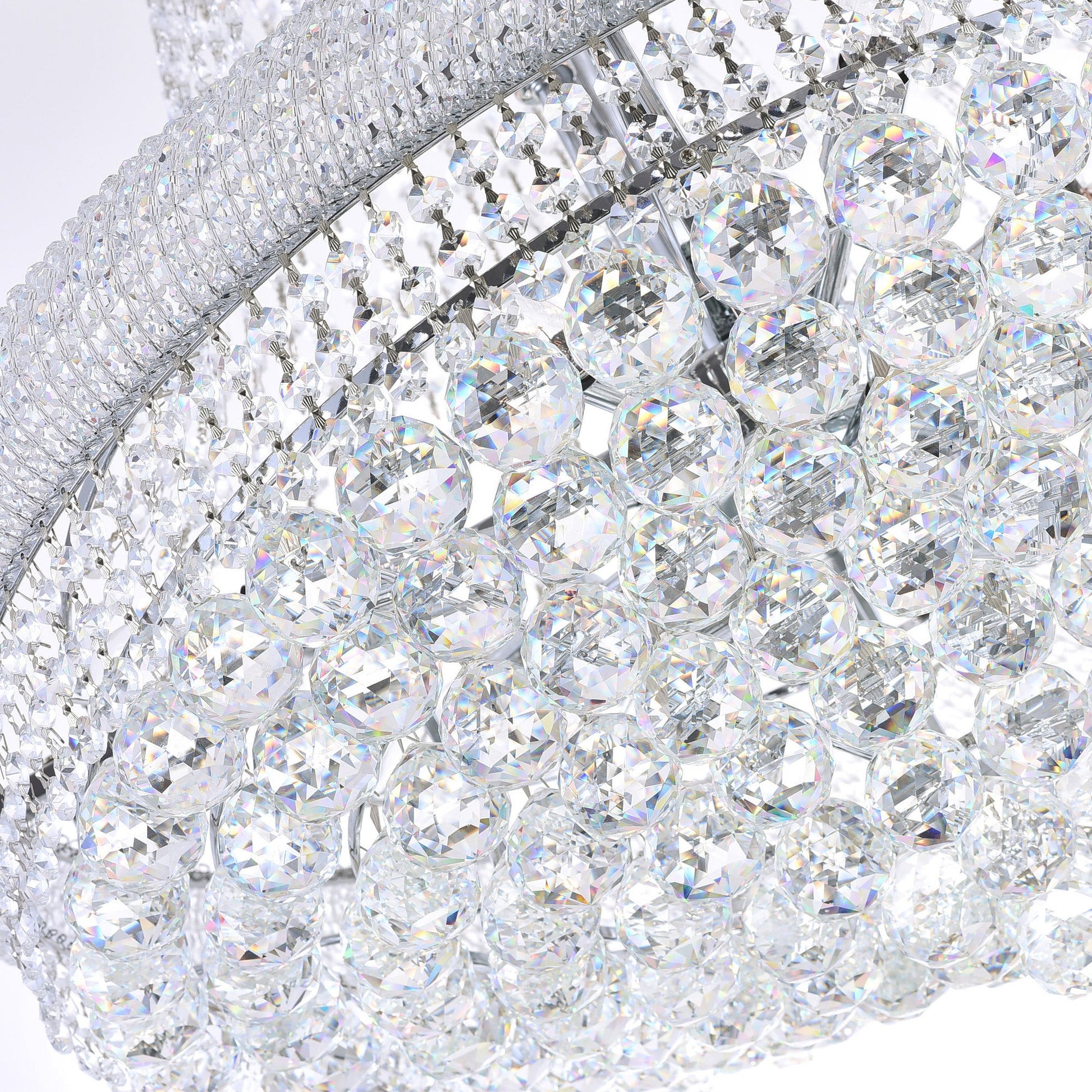 Empire 18 Light 28in Chrome Down Chandelier with Crystals - CWI Lighting