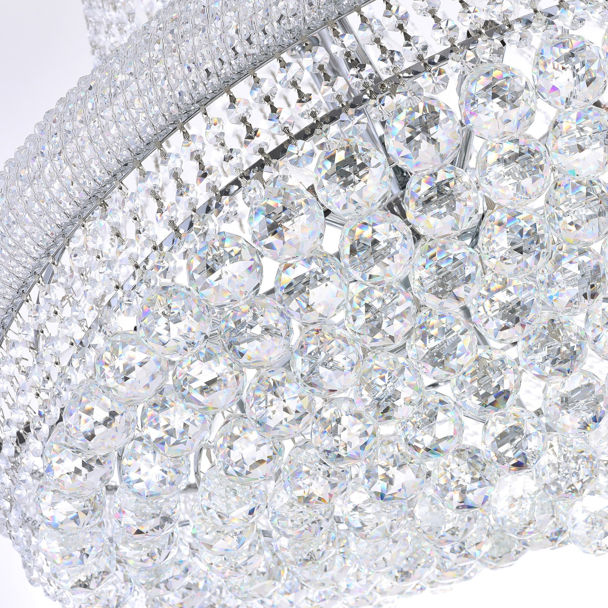 Empire 18 Light 28in Chrome Down Chandelier with Crystals - CWI Lighting