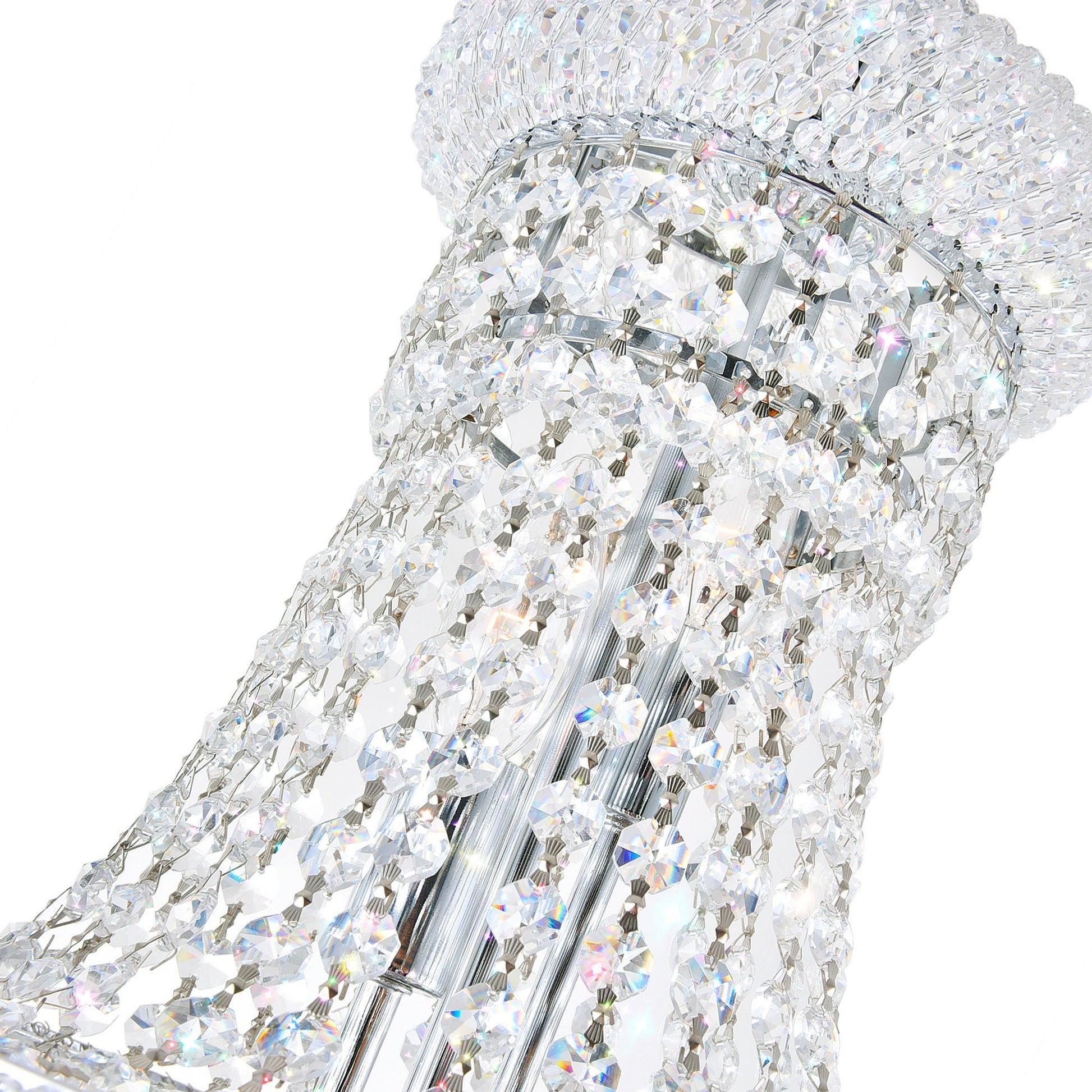 Empire 18 Light 28in Chrome Down Chandelier with Crystals - CWI Lighting