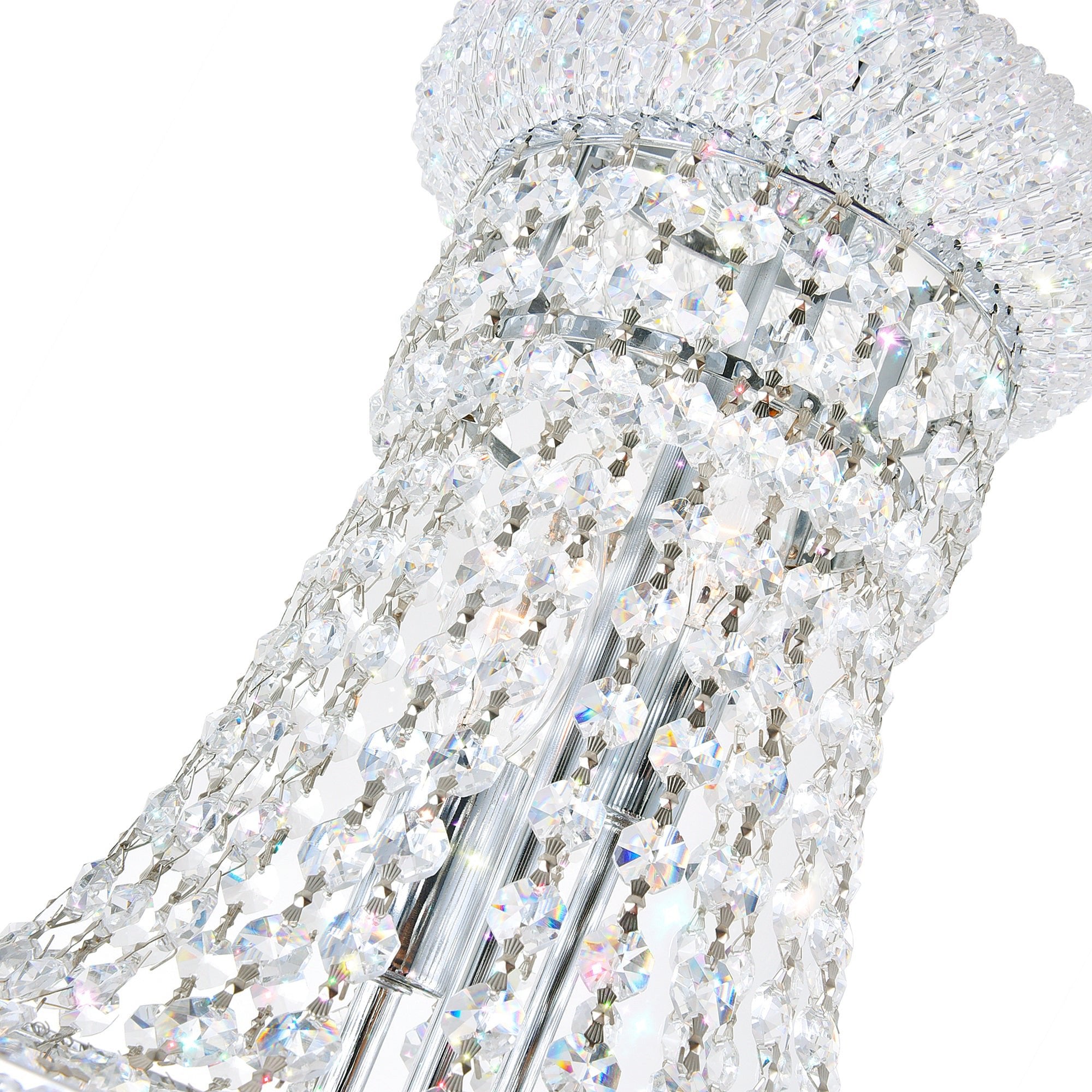 Empire 18 Light 28in Chrome Down Chandelier with Crystals - CWI Lighting
