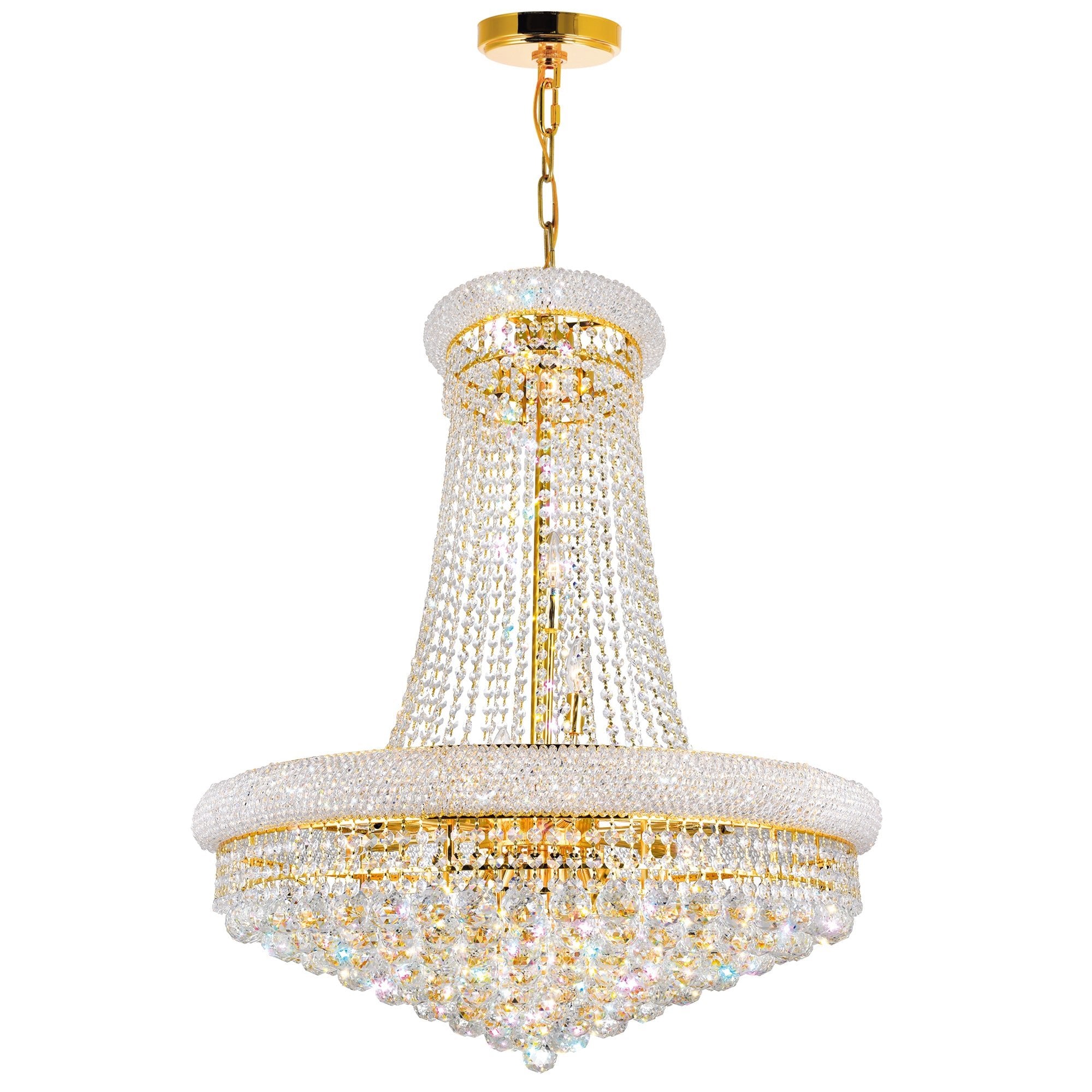 Empire 18 Light 28in Gold Down Chandelier with Crystals - CWI Lighting