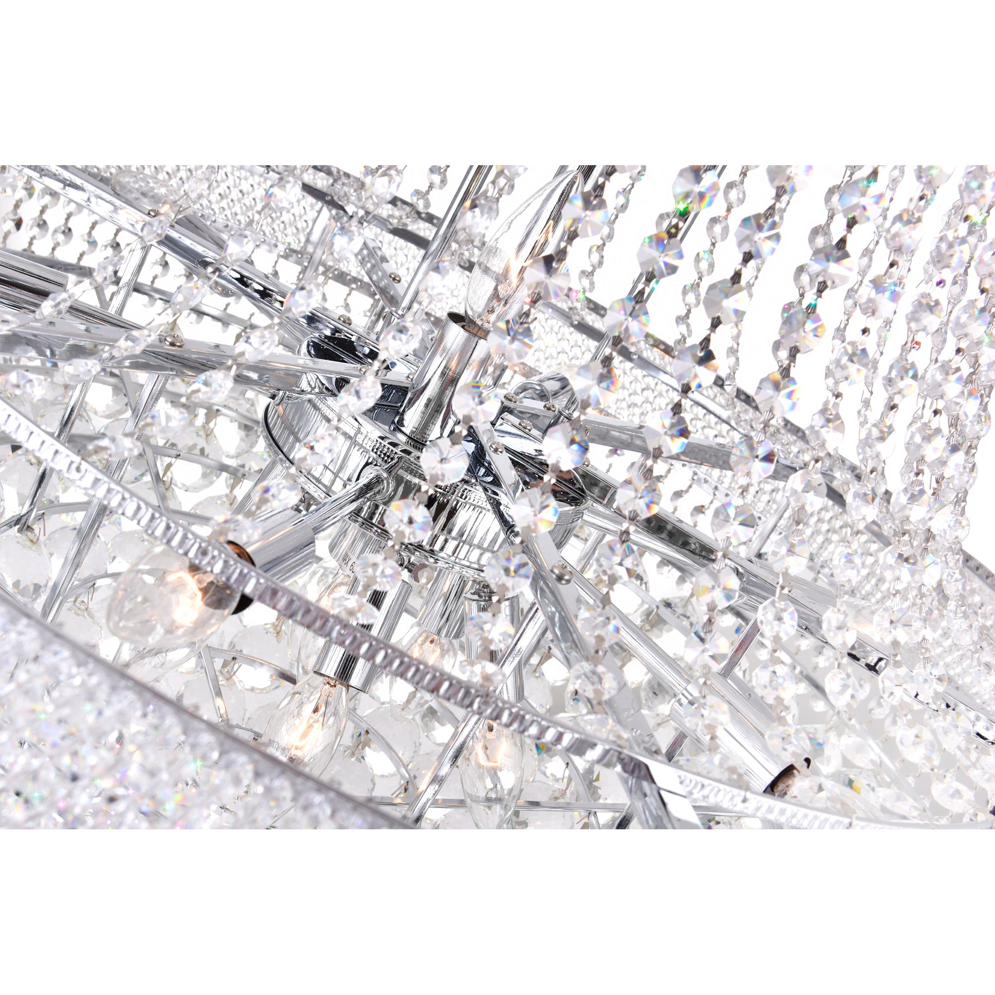 Empire 19 Light 32in Chrome Down Chandelier with Crystals - CWI Lighting