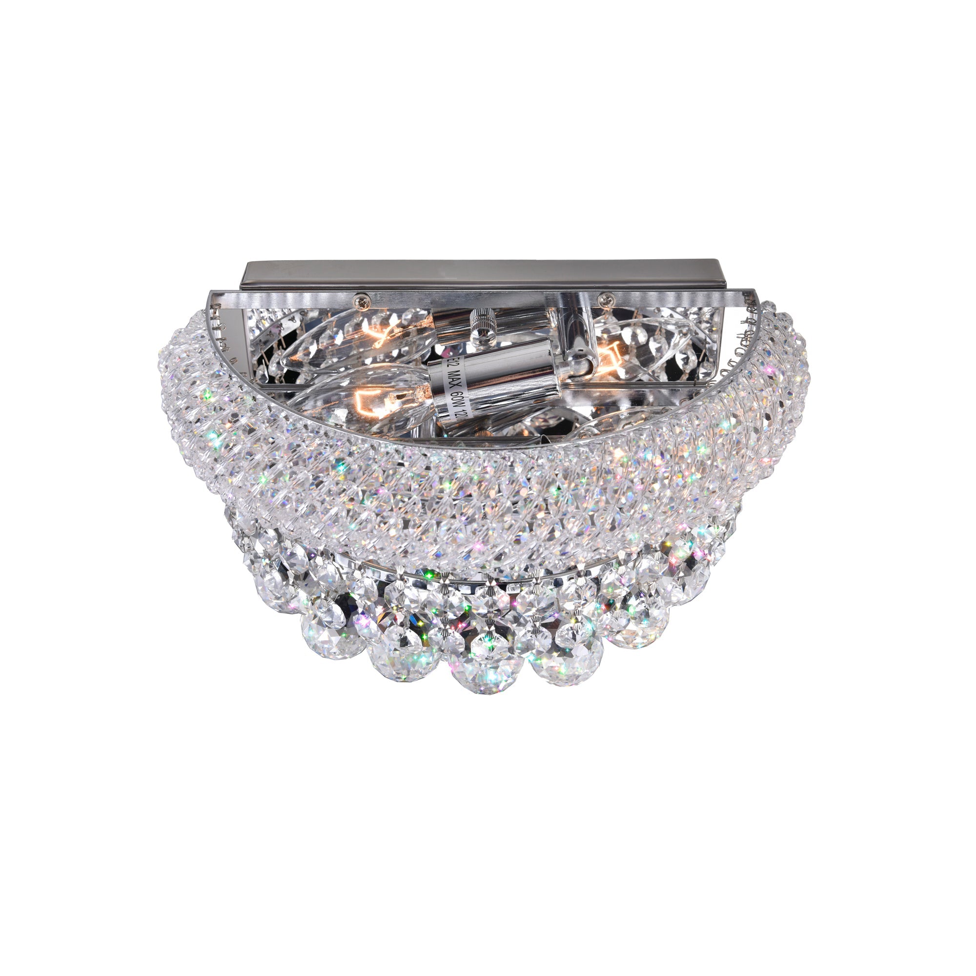 Empire 2 Light 12in Chrome Wall Sconce with Crystals - CWI Lighting