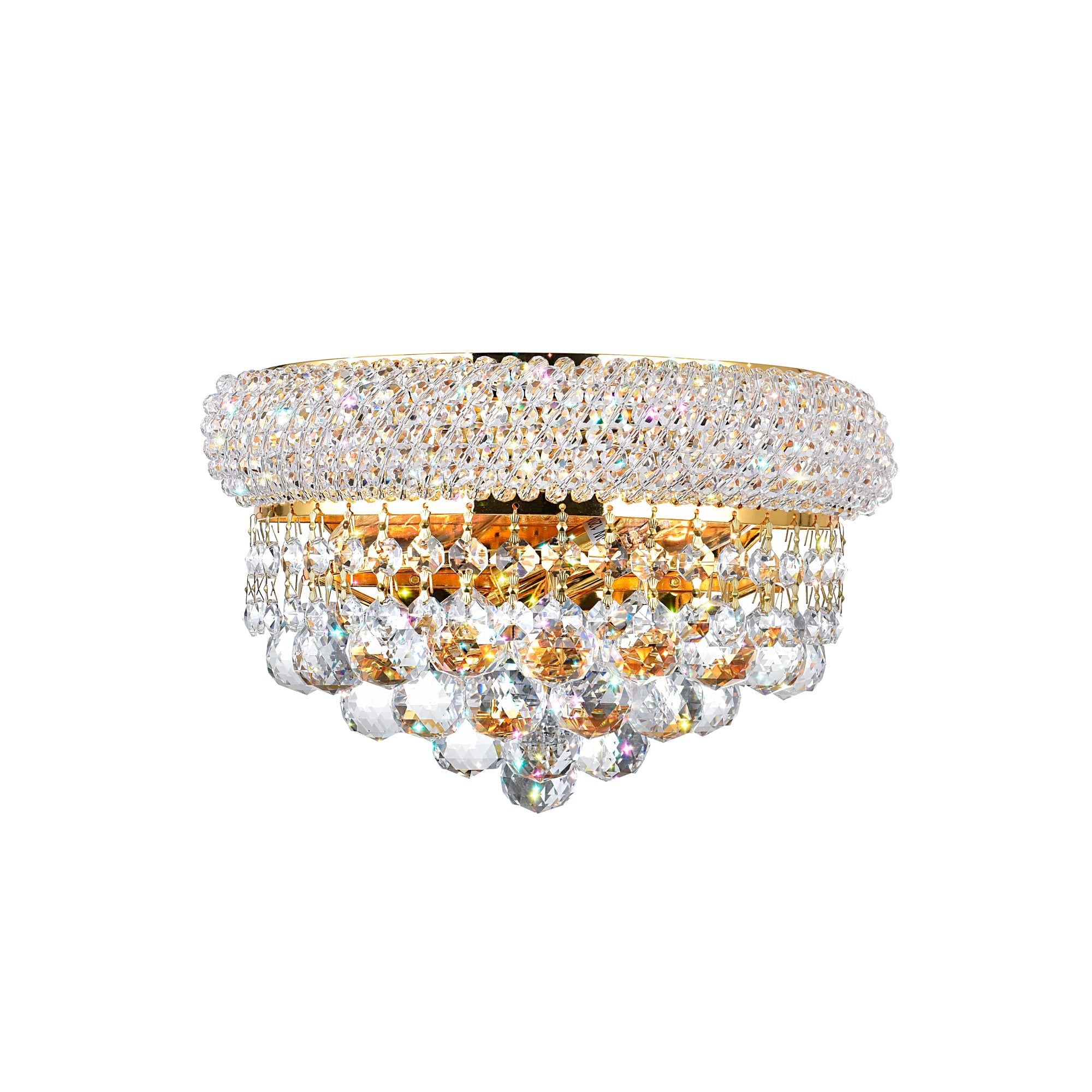 Empire 2 Light 12in Gold Wall Sconce with Crystals - CWI Lighting