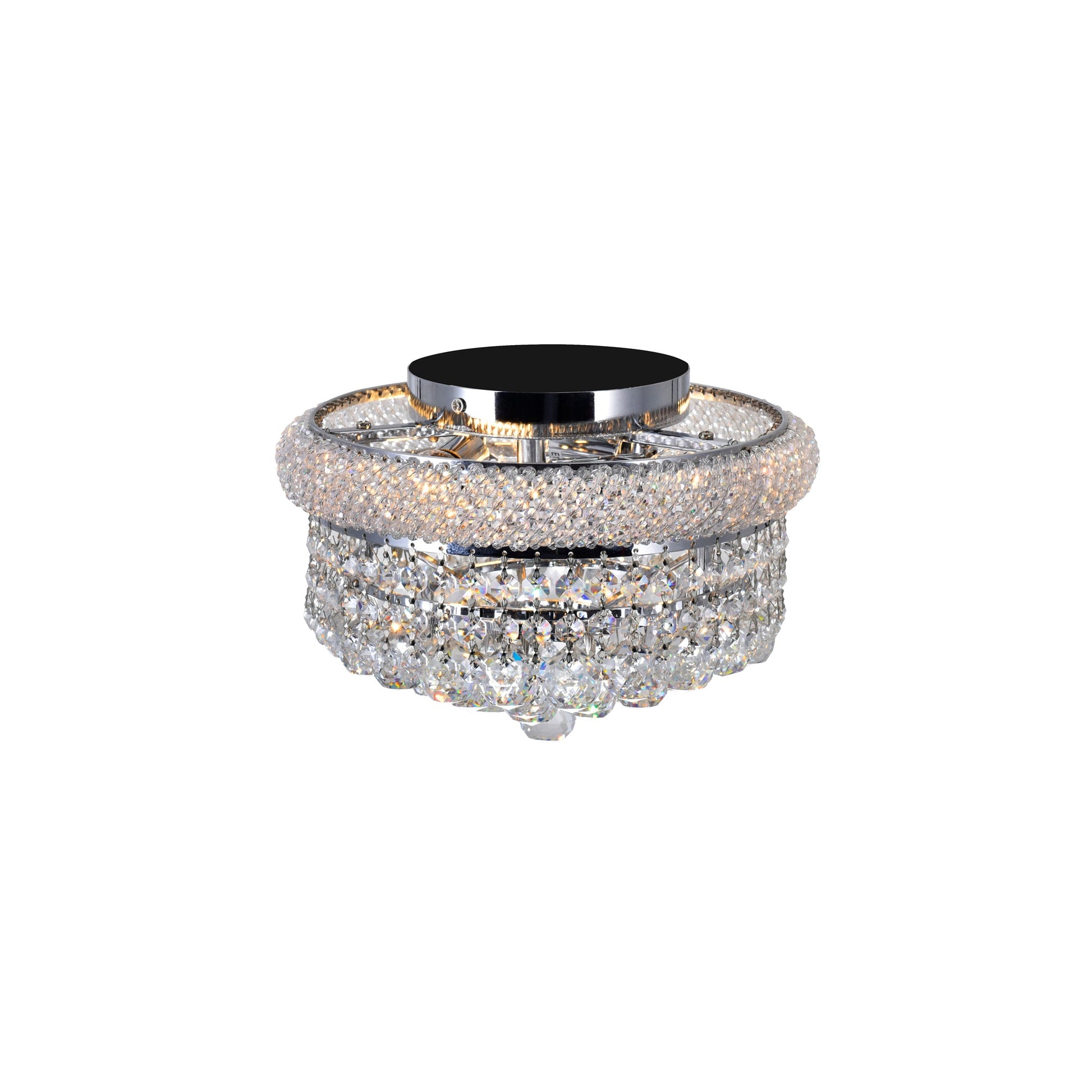 Empire 3 Light 12in Chrome Flush Mount with Crystals - CWI Lighting