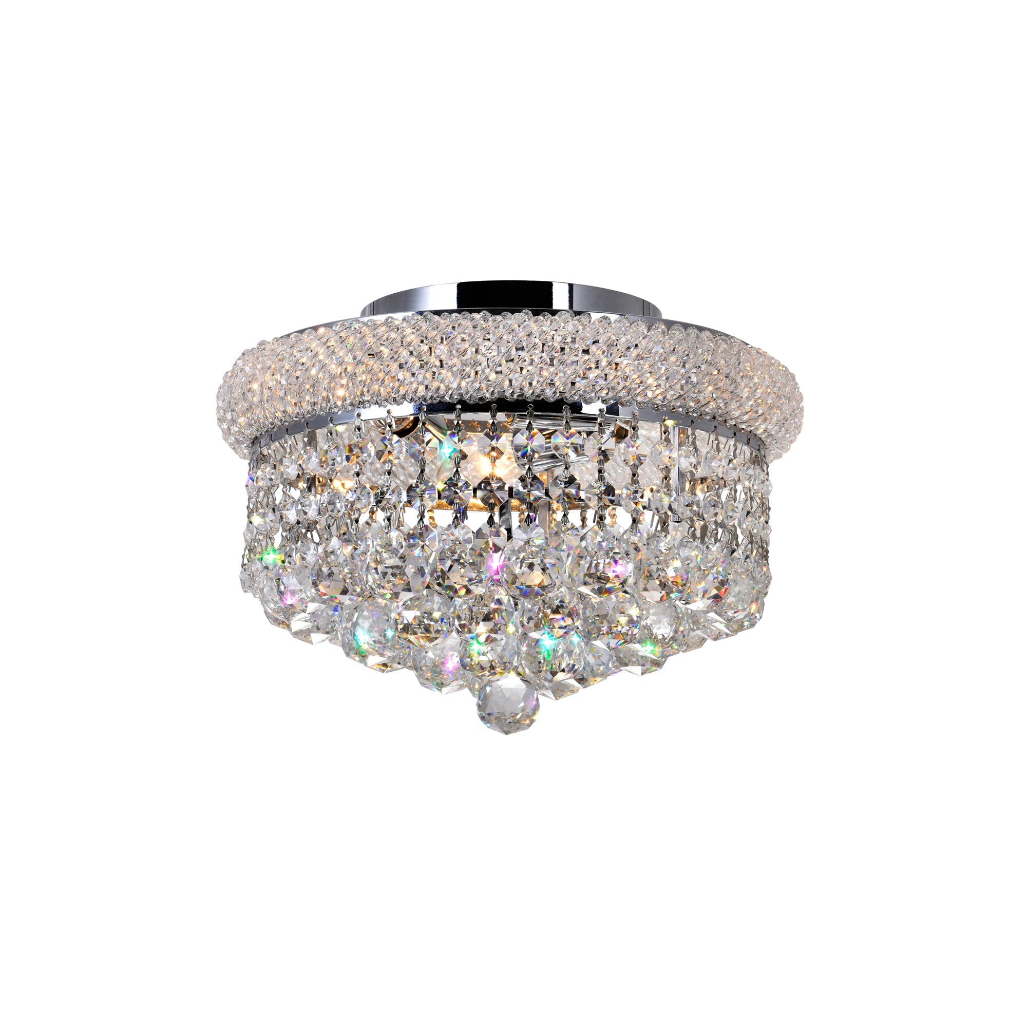 Empire 3 Light 12in Chrome Flush Mount with Crystals - CWI Lighting