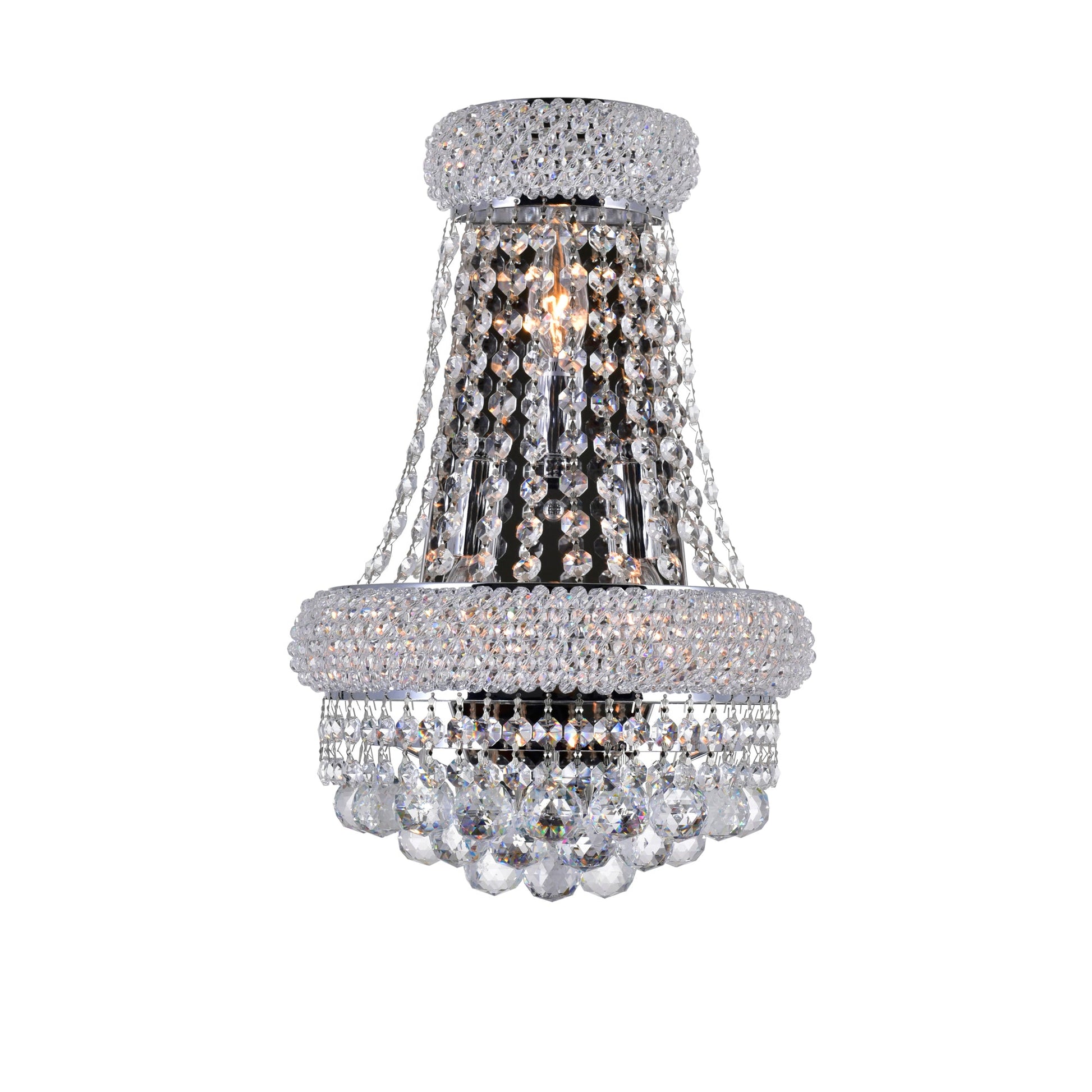 Empire 3 Light 12in Chrome Wall Sconce with Crystals - CWI Lighting