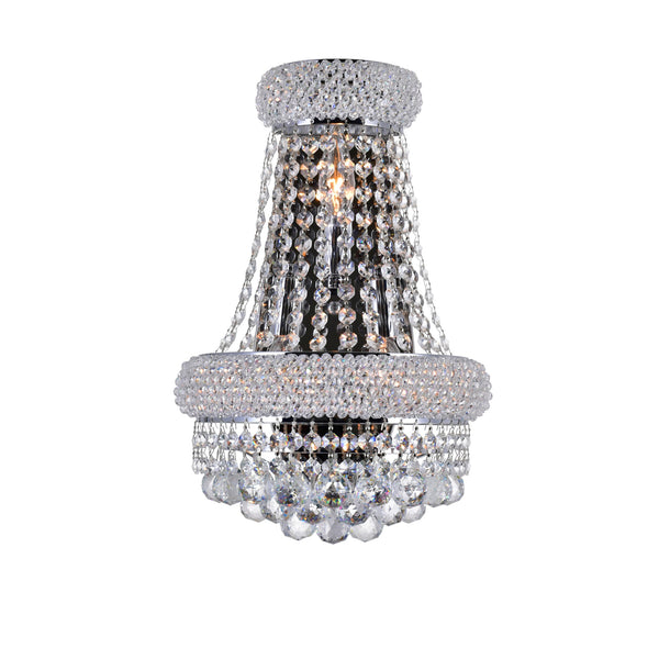Empire 3 Light 12in Chrome Wall Sconce with Crystals - CWI Lighting