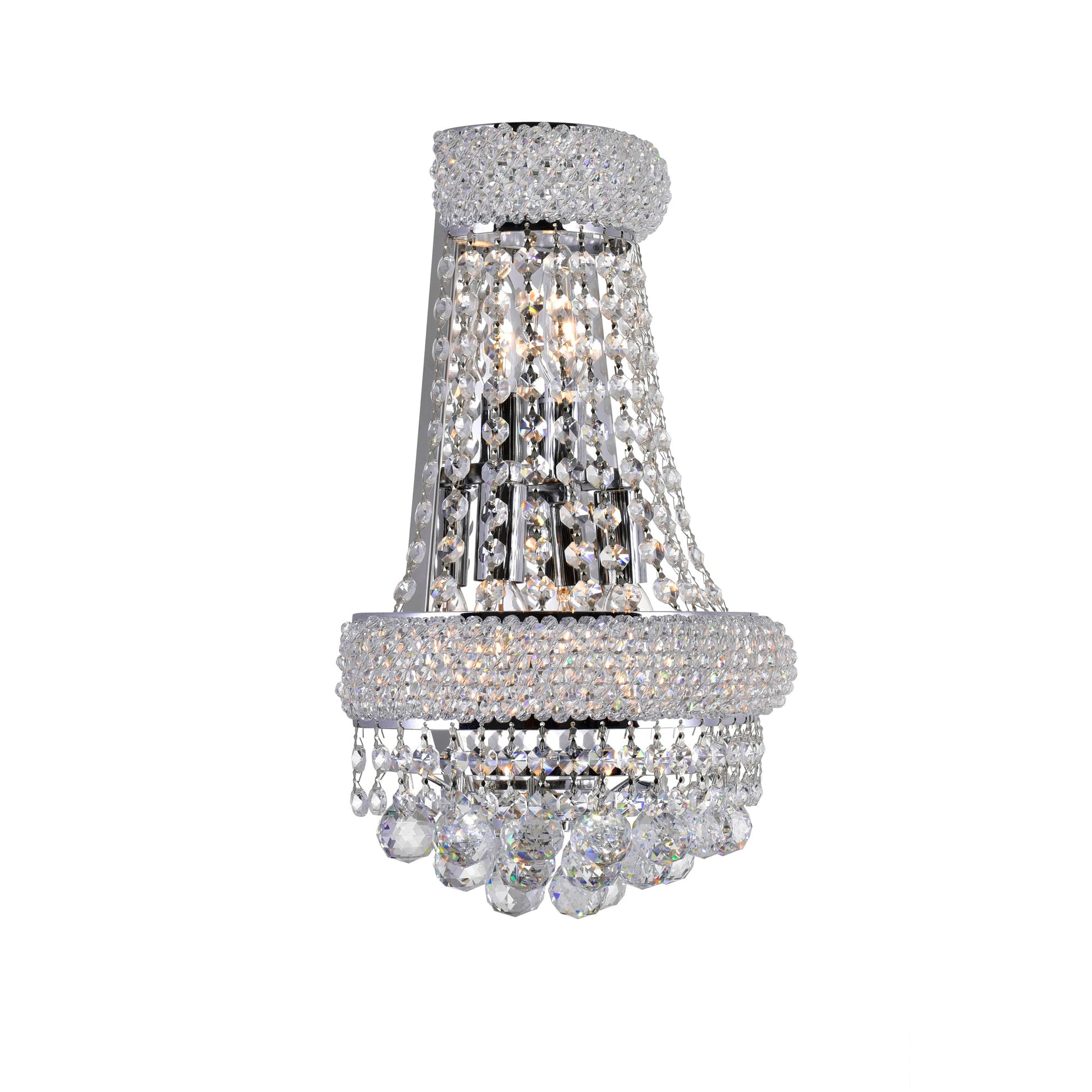 Empire 3 Light 12in Chrome Wall Sconce with Crystals - CWI Lighting