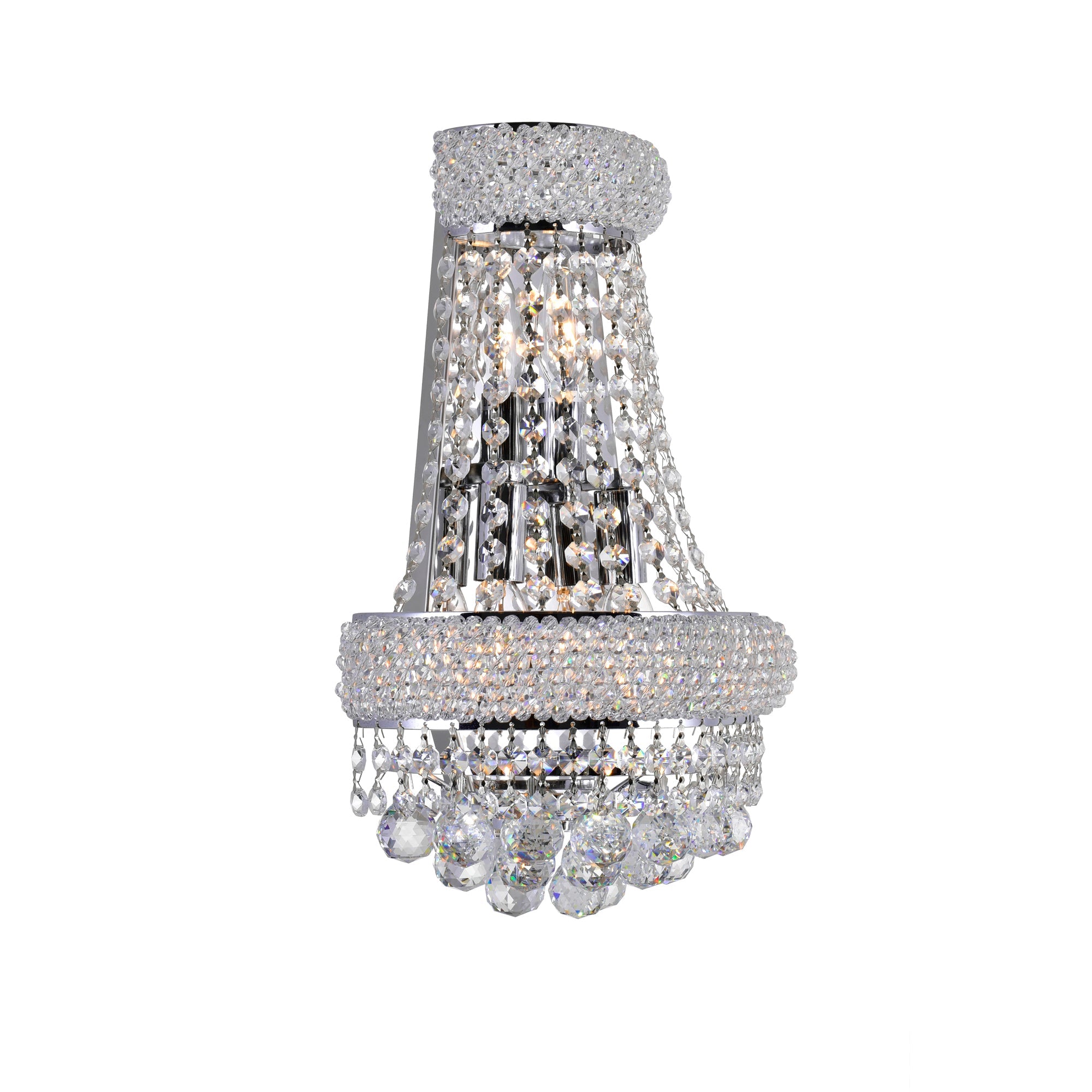 Empire 3 Light 12in Chrome Wall Sconce with Crystals - CWI Lighting