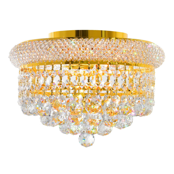 Empire 3 Light 12in Gold Flush Mount with Crystals – CWI Lighting