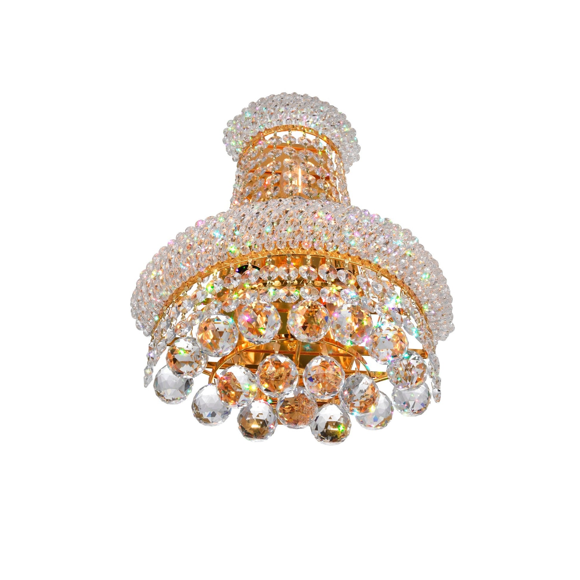 Empire 3 Light 12in Gold Wall Sconce with Crystals - CWI Lighting