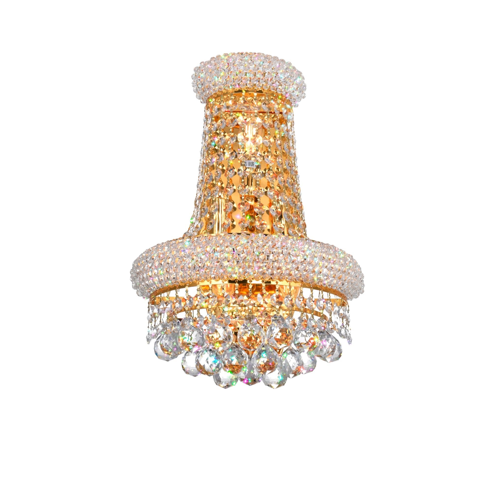 Empire 3 Light 12in Gold Wall Sconce with Crystals - CWI Lighting