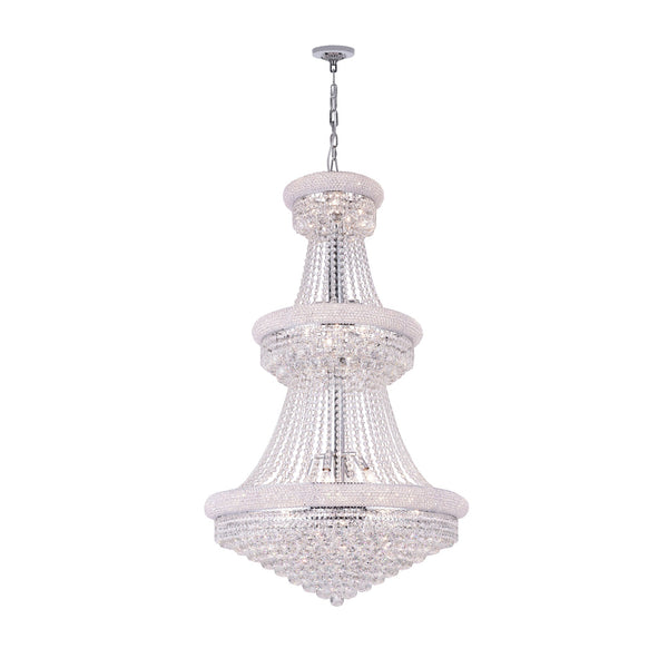 Empire 32 Light 30in Chrome Down Chandelier with Crystals - CWI Lighting