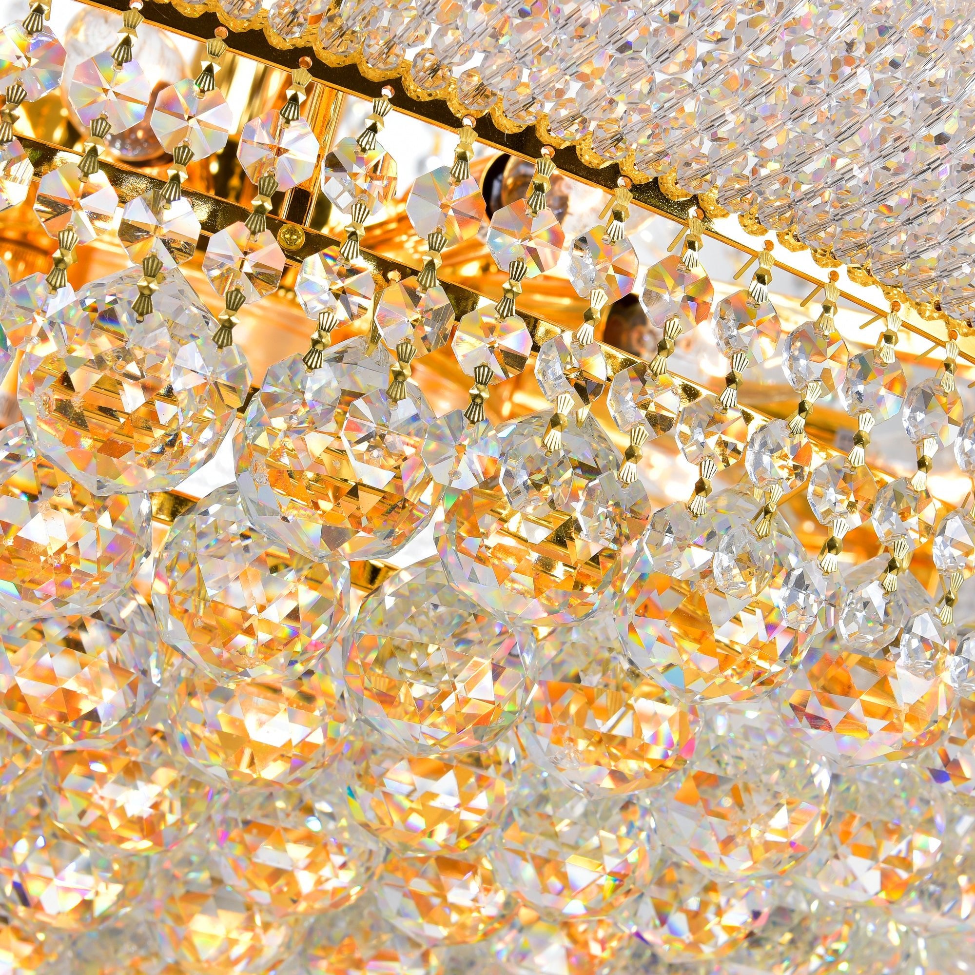 Empire 32 Light 30in Gold Down Chandelier with Crystals - CWI Lighting