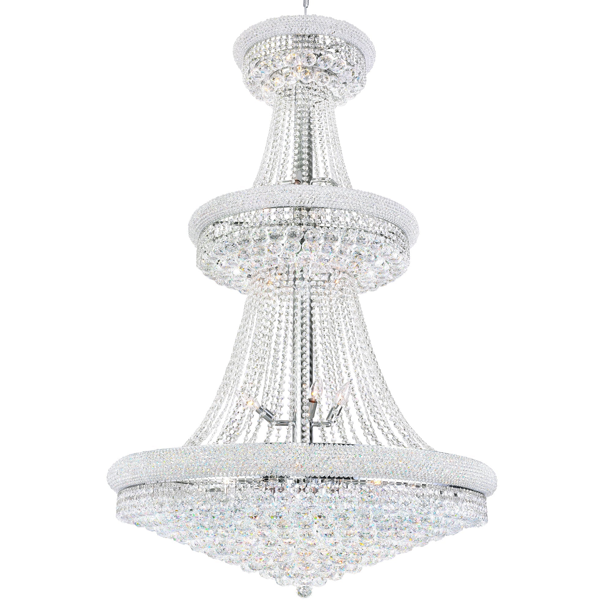 Empire 34 Light 36in Chrome Down Chandelier with Crystals - CWI Lighting