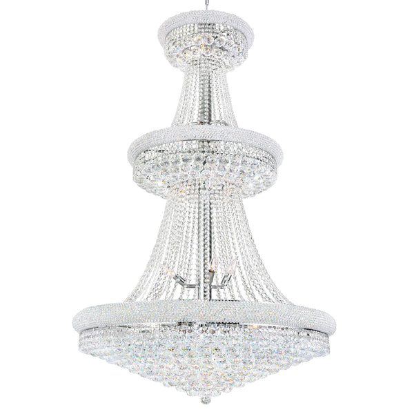 Empire 34 Light 36in Chrome Down Chandelier with Crystals - CWI Lighting