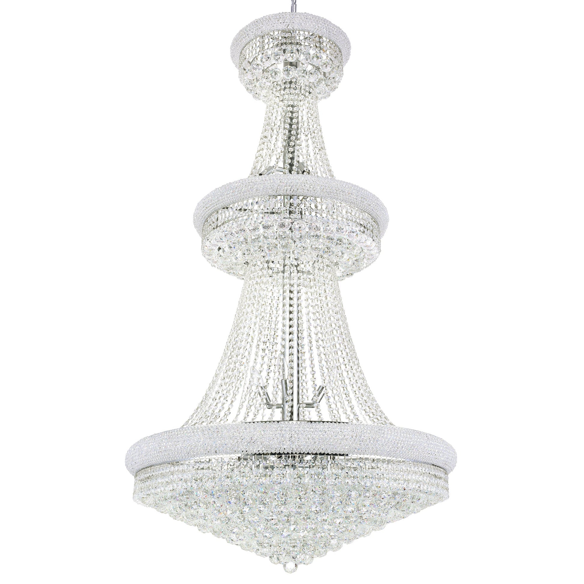 Empire 34 Light 36in Chrome Down Chandelier with Crystals - CWI Lighting