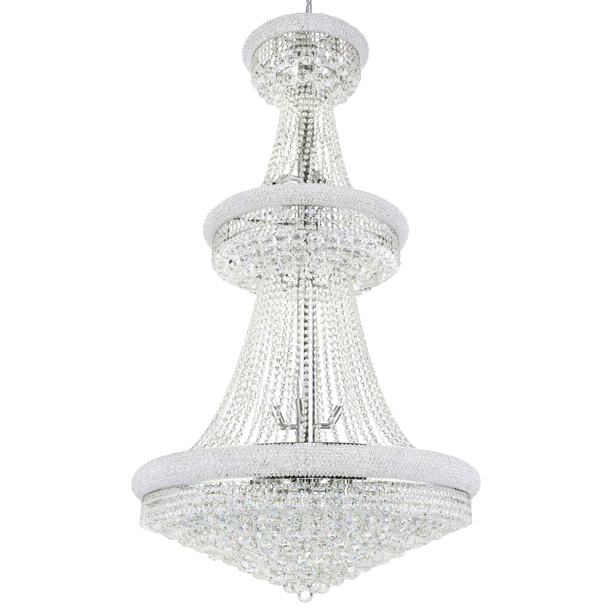 Empire 34 Light 36in Chrome Down Chandelier with Crystals - CWI Lighting