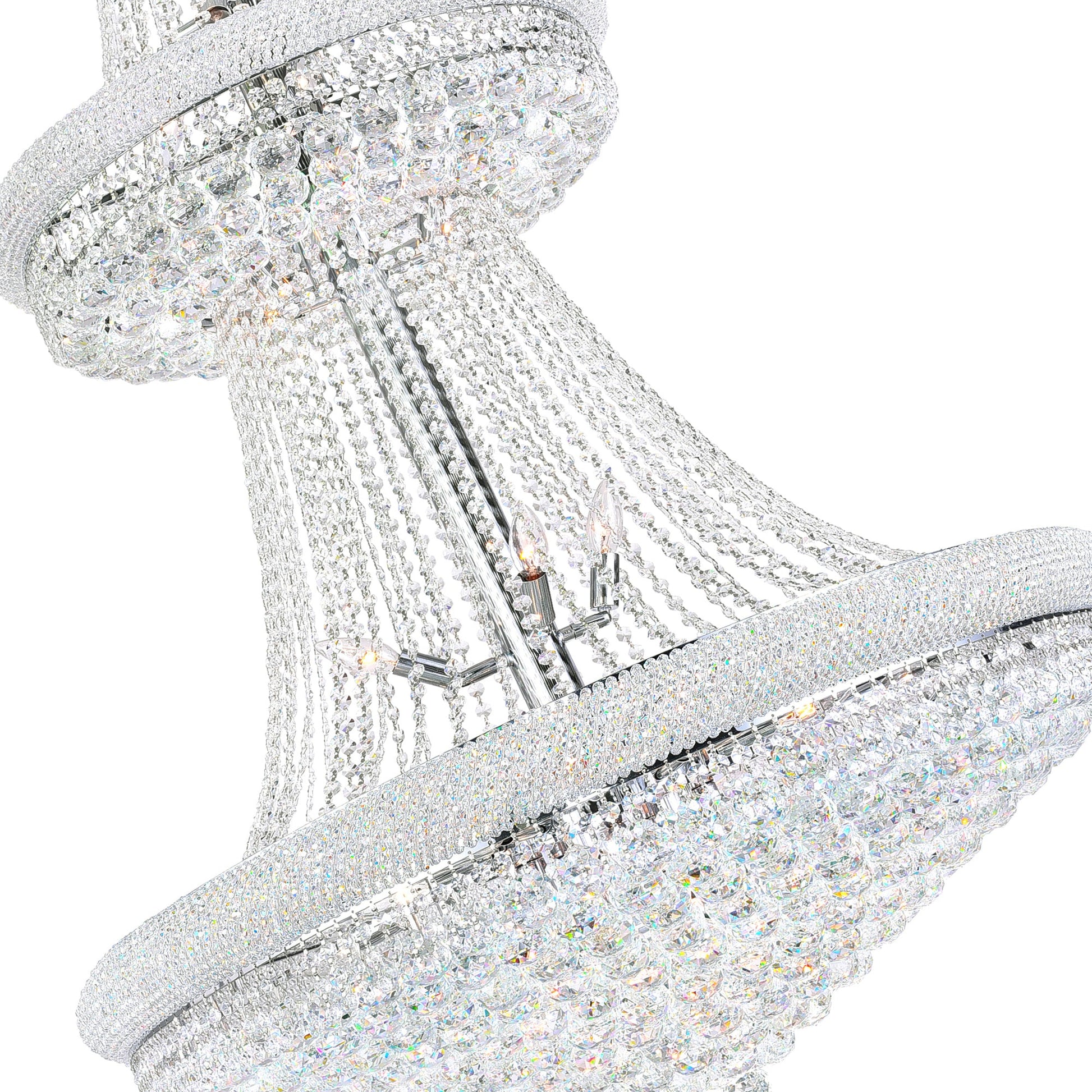 Empire 34 Light 36in Chrome Down Chandelier with Crystals - CWI Lighting