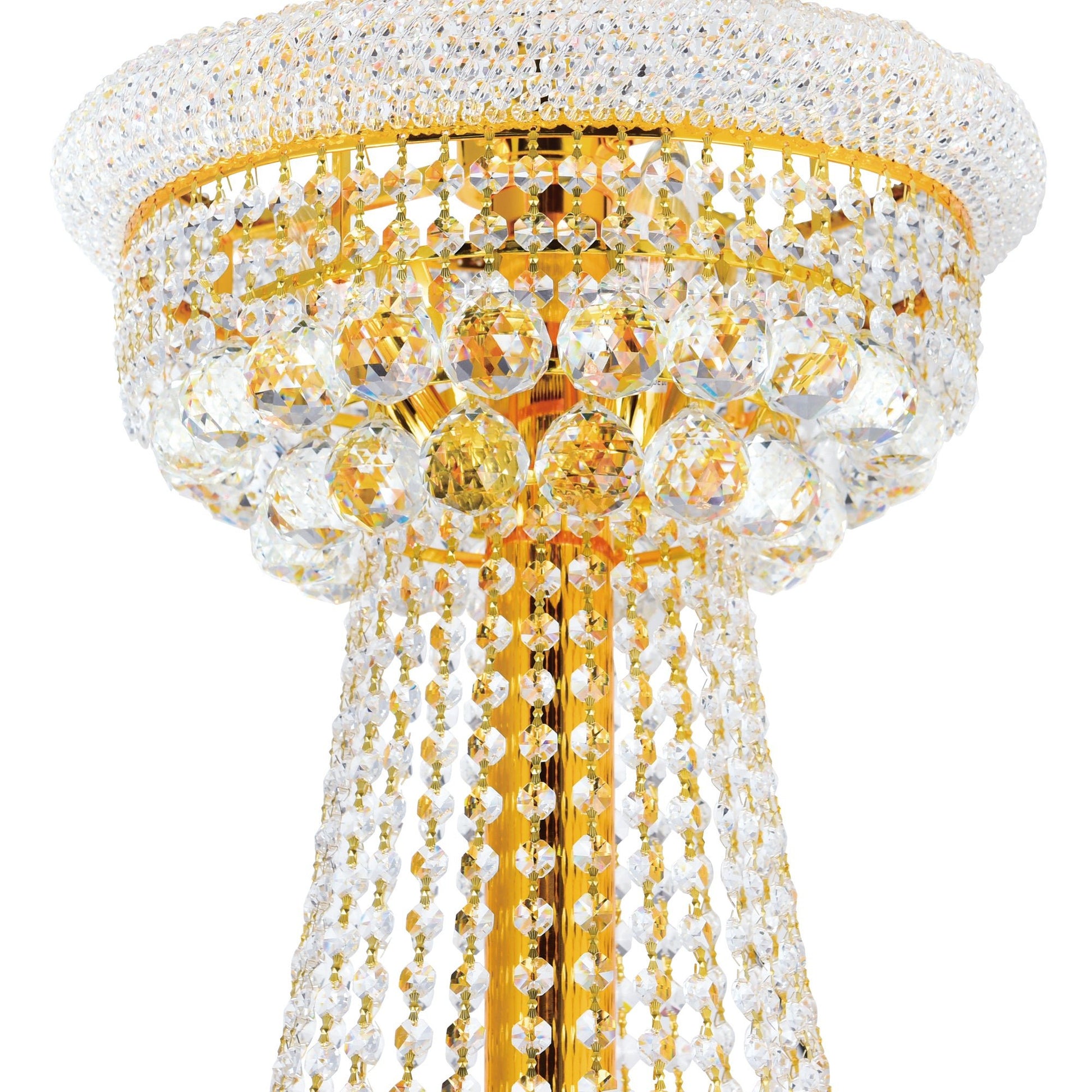 Empire 34 Light 36in Gold Down Chandelier with Crystals - CWI Lighting