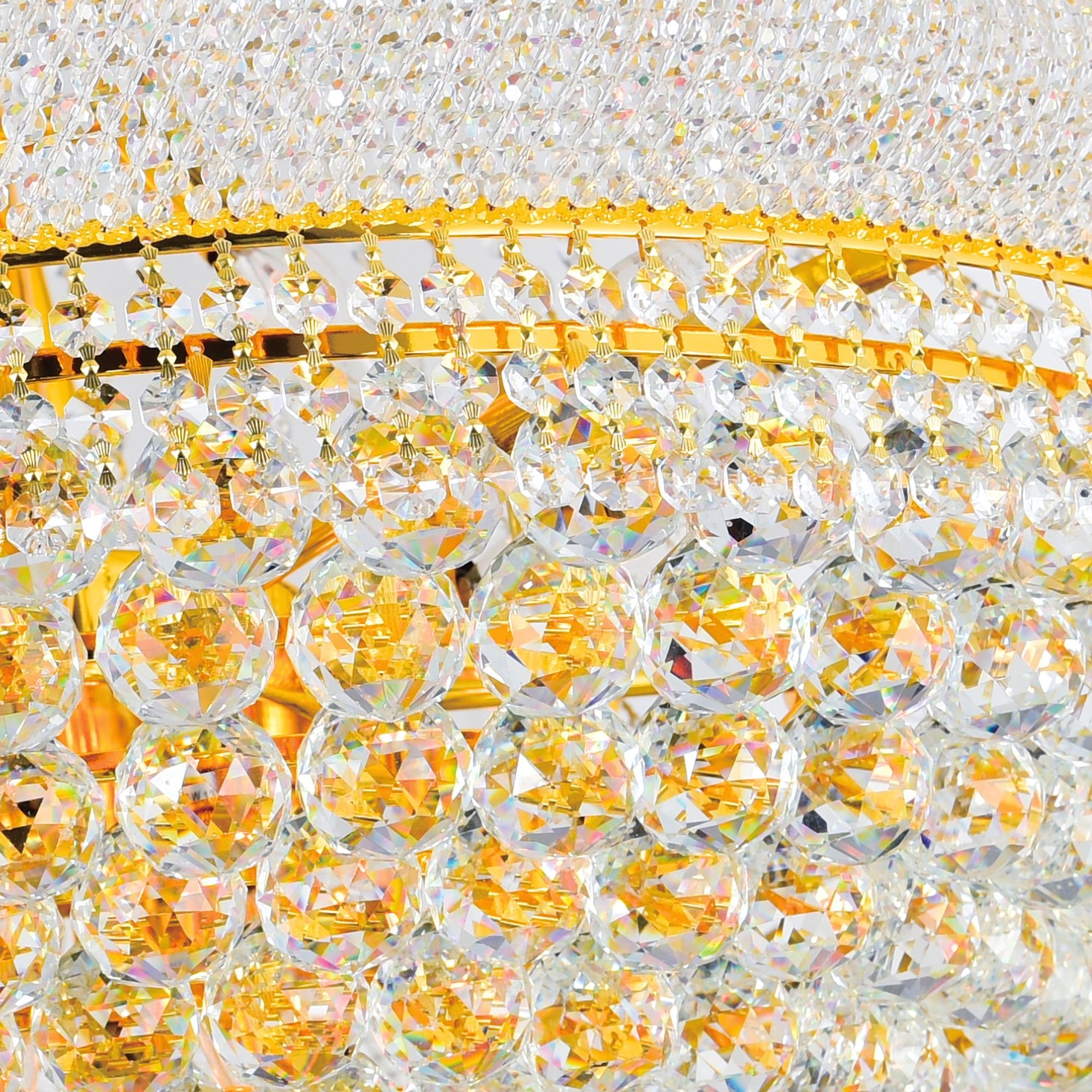 Empire 34 Light 36in Gold Down Chandelier with Crystals - CWI Lighting