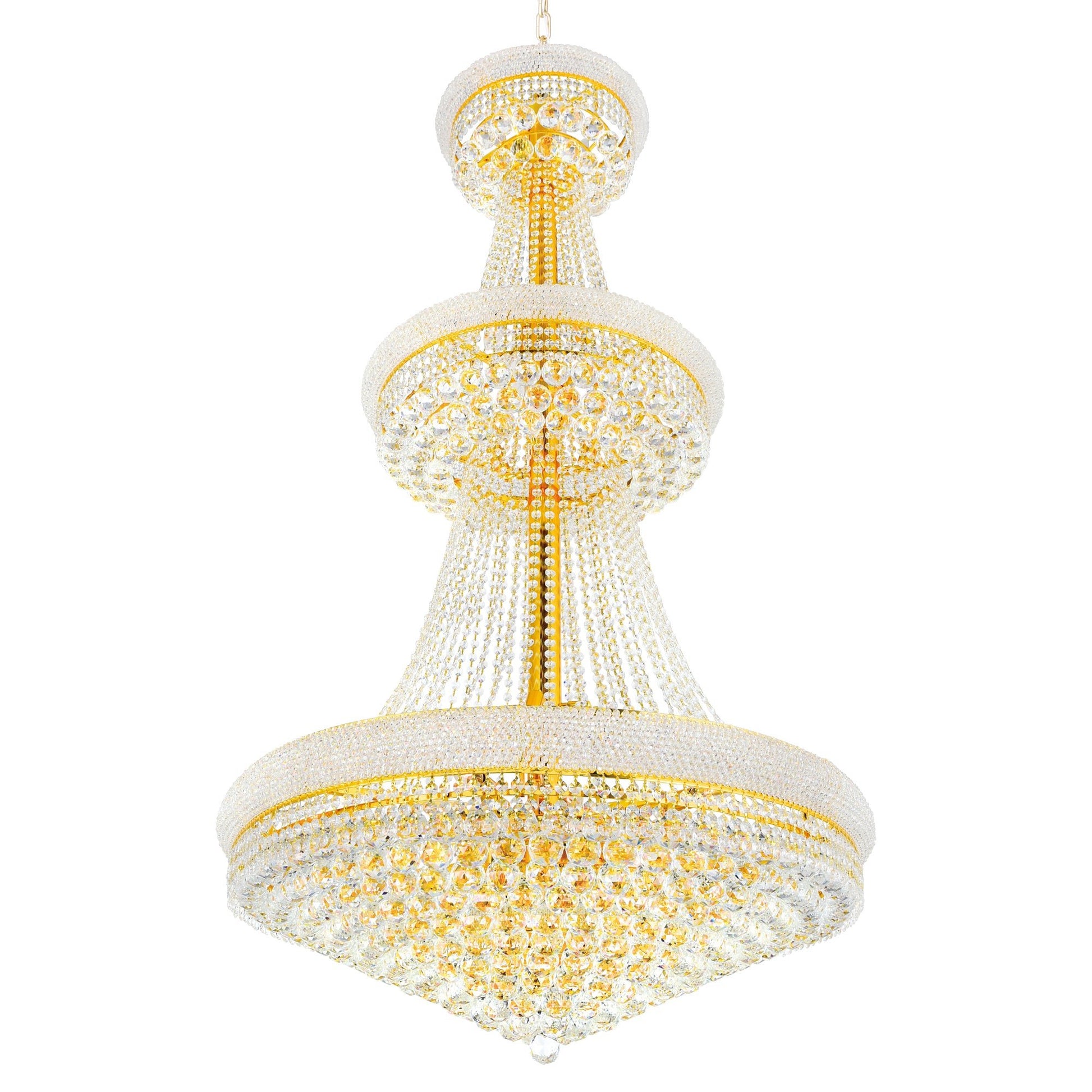 Empire 34 Light 36in Gold Down Chandelier with Crystals - CWI Lighting