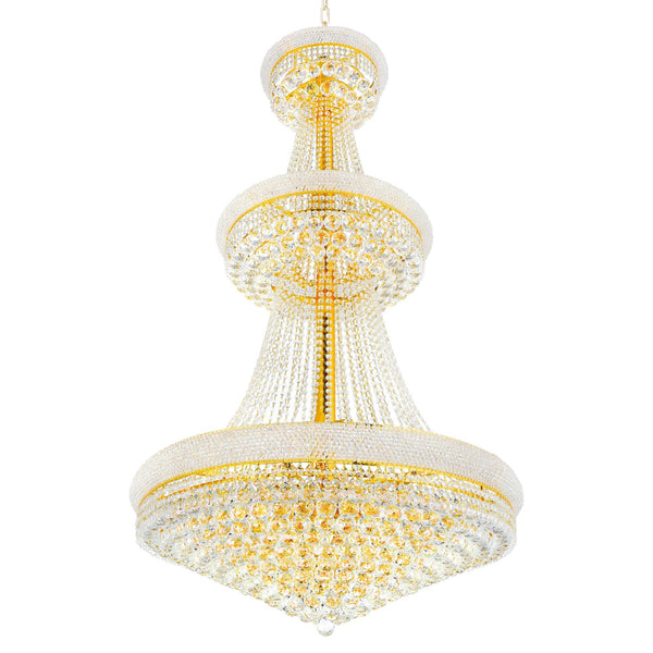 Empire 34 Light 36in Gold Down Chandelier with Crystals - CWI Lighting