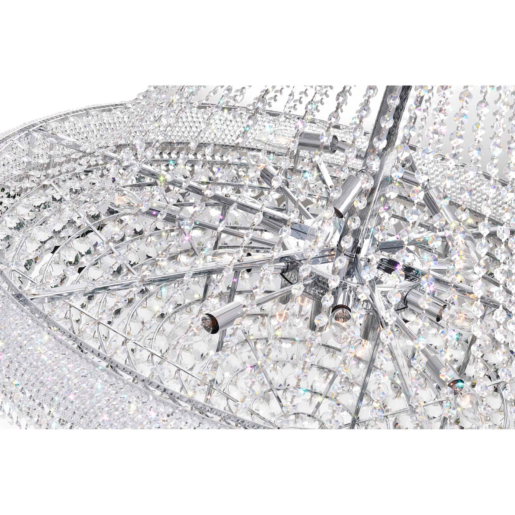 Empire 38 Light 42in Chrome Down Chandelier with Crystals - CWI Lighting