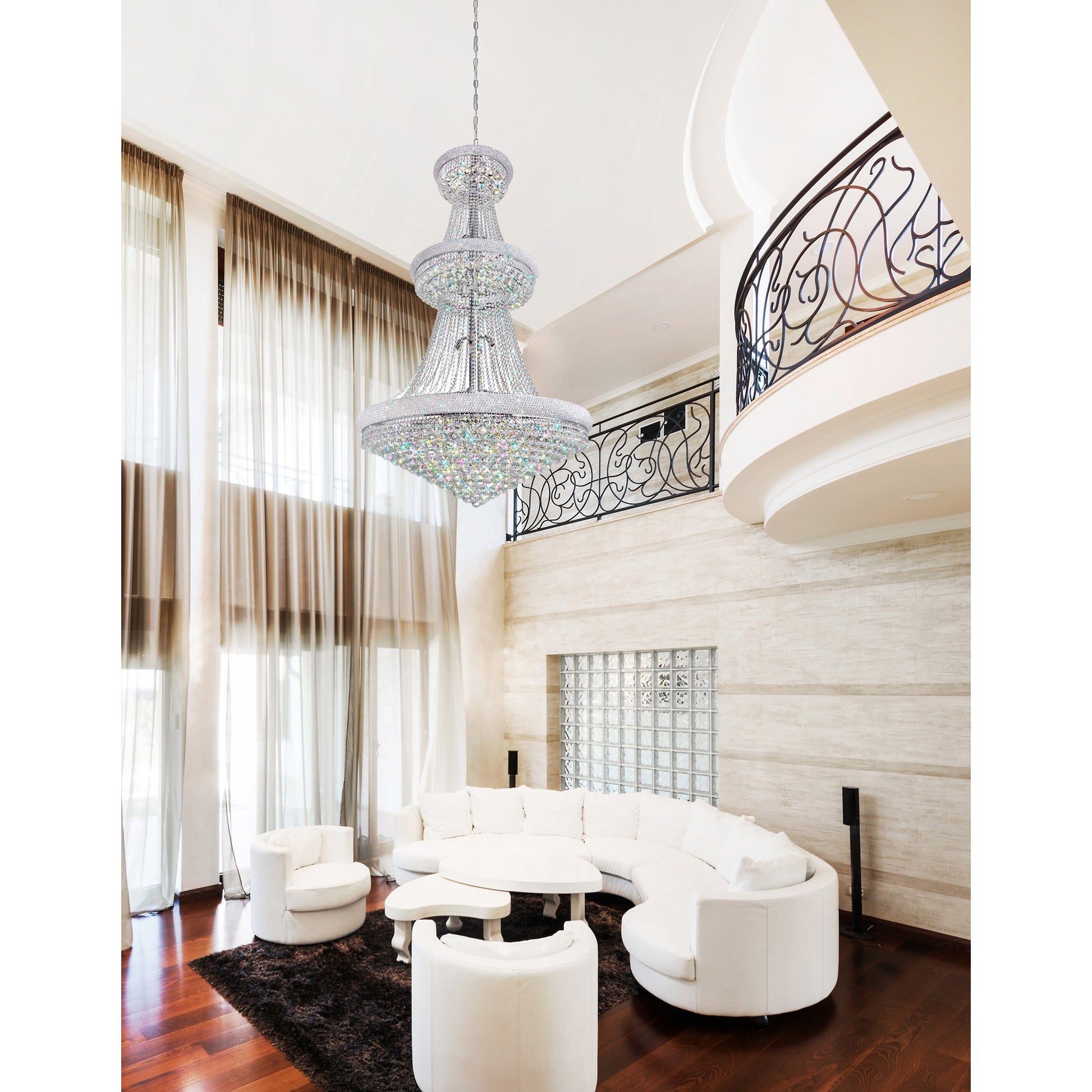 Empire 38 Light 42in Chrome Down Chandelier with Crystals - CWI Lighting