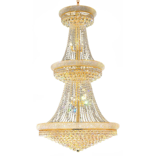 Empire 38 Light 42in Gold Down Chandelier with Crystals - CWI Lighting