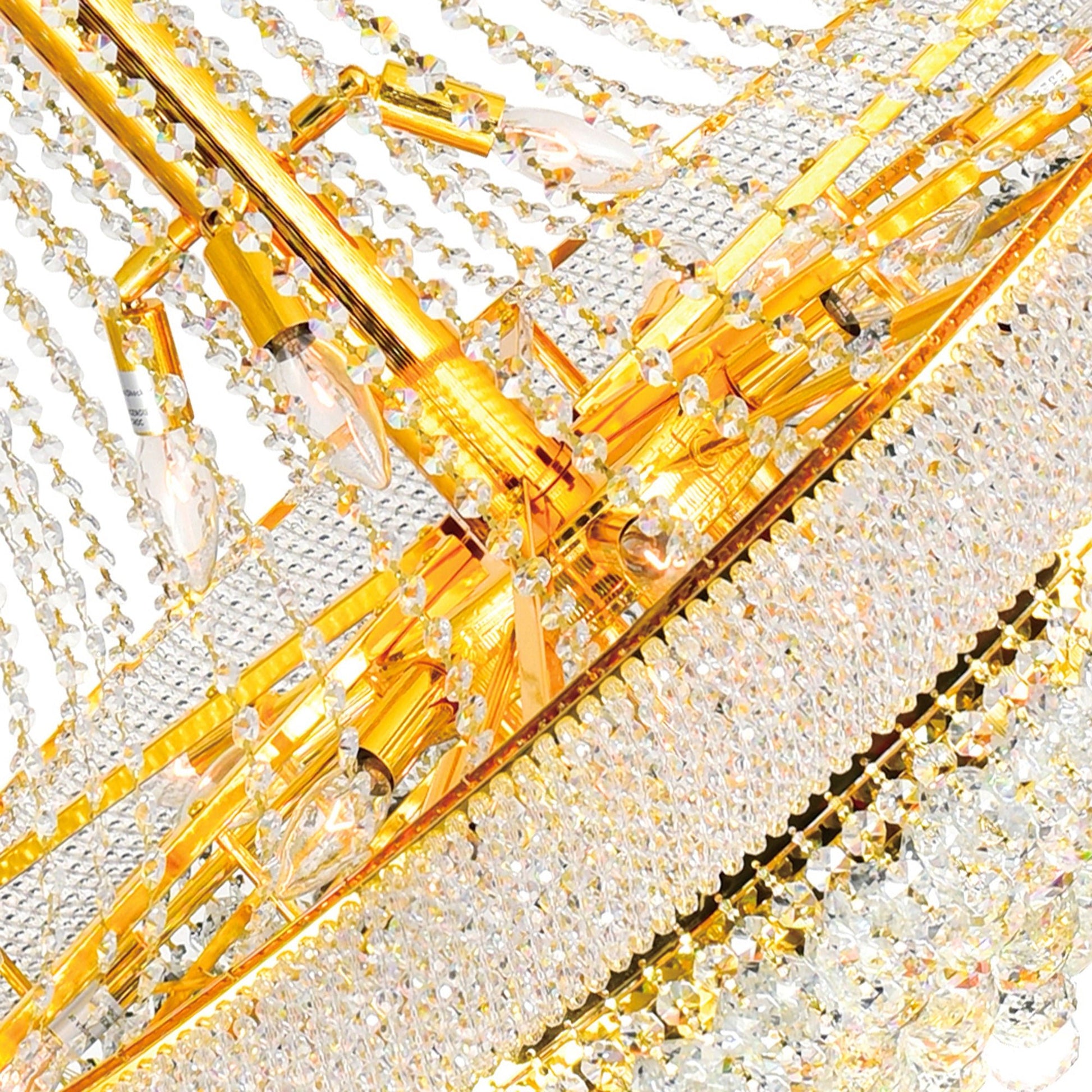 Empire 38 Light 42in Gold Down Chandelier with Crystals - CWI Lighting