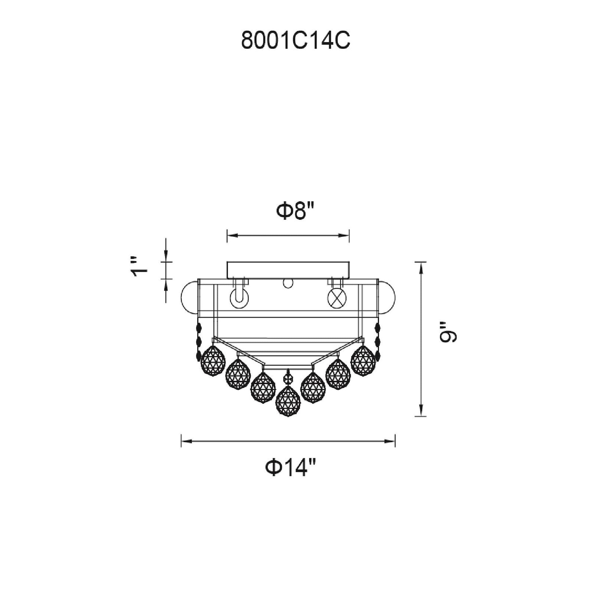 Empire 4 Light 14in Chrome Flush Mount with Crystals - CWI Lighting
