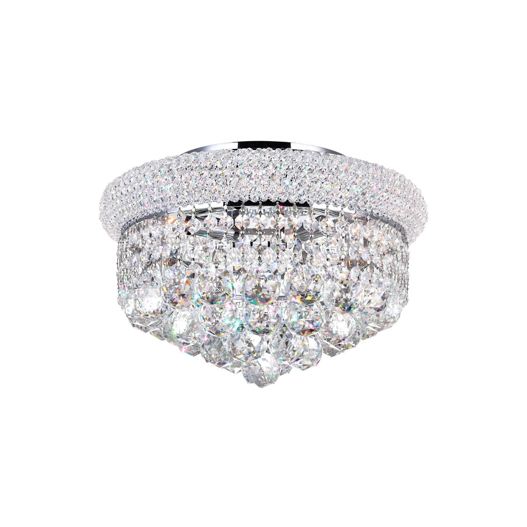 Empire 4 Light 14in Chrome Flush Mount with Crystals - CWI Lighting