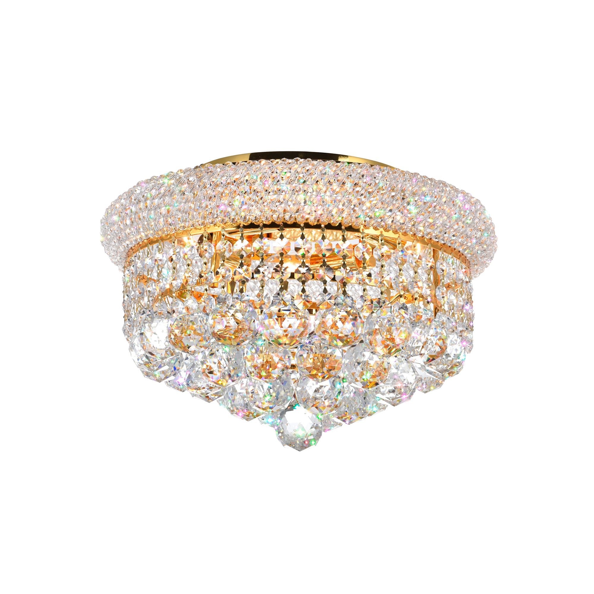 Empire 4 Light 14in Gold Flush Mount with Crystals - CWI Lighting