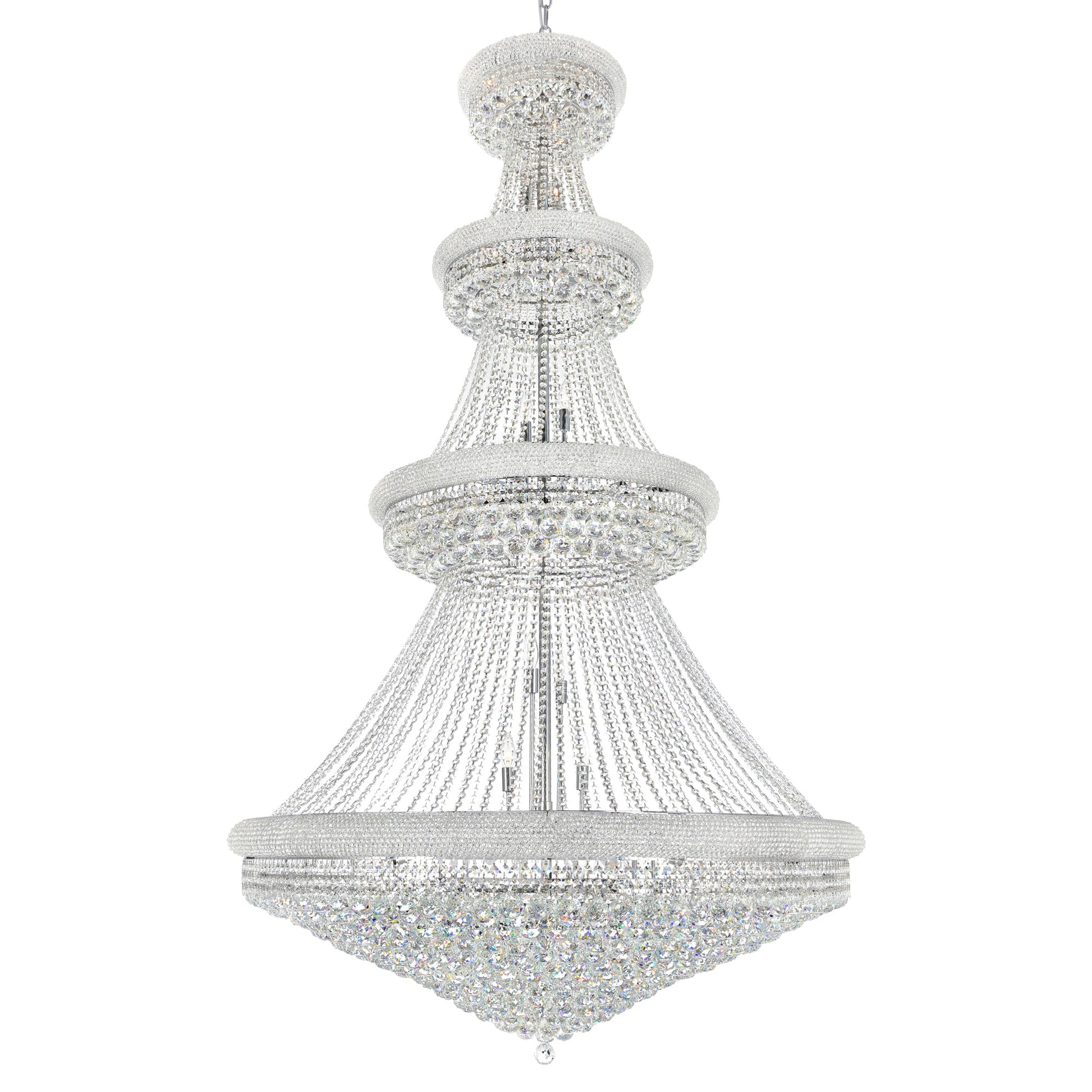 Empire 42 Light 50in Chrome Down Chandelier with Crystals - CWI Lighting