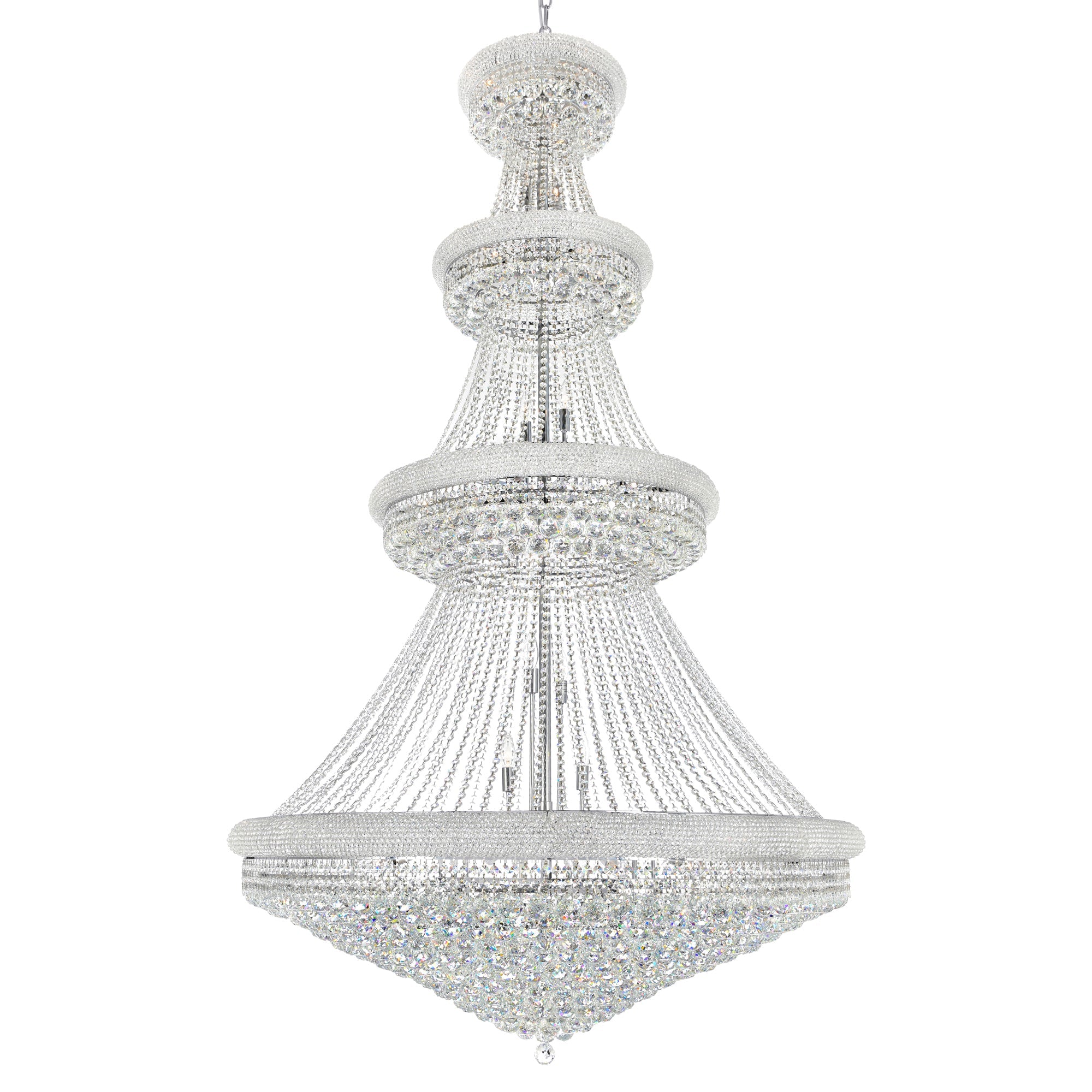Empire 42 Light 50in Chrome Down Chandelier with Crystals - CWI Lighting