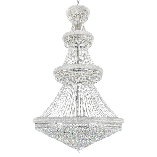 Empire 42 Light 50in Chrome Down Chandelier with Crystals - CWI Lighting