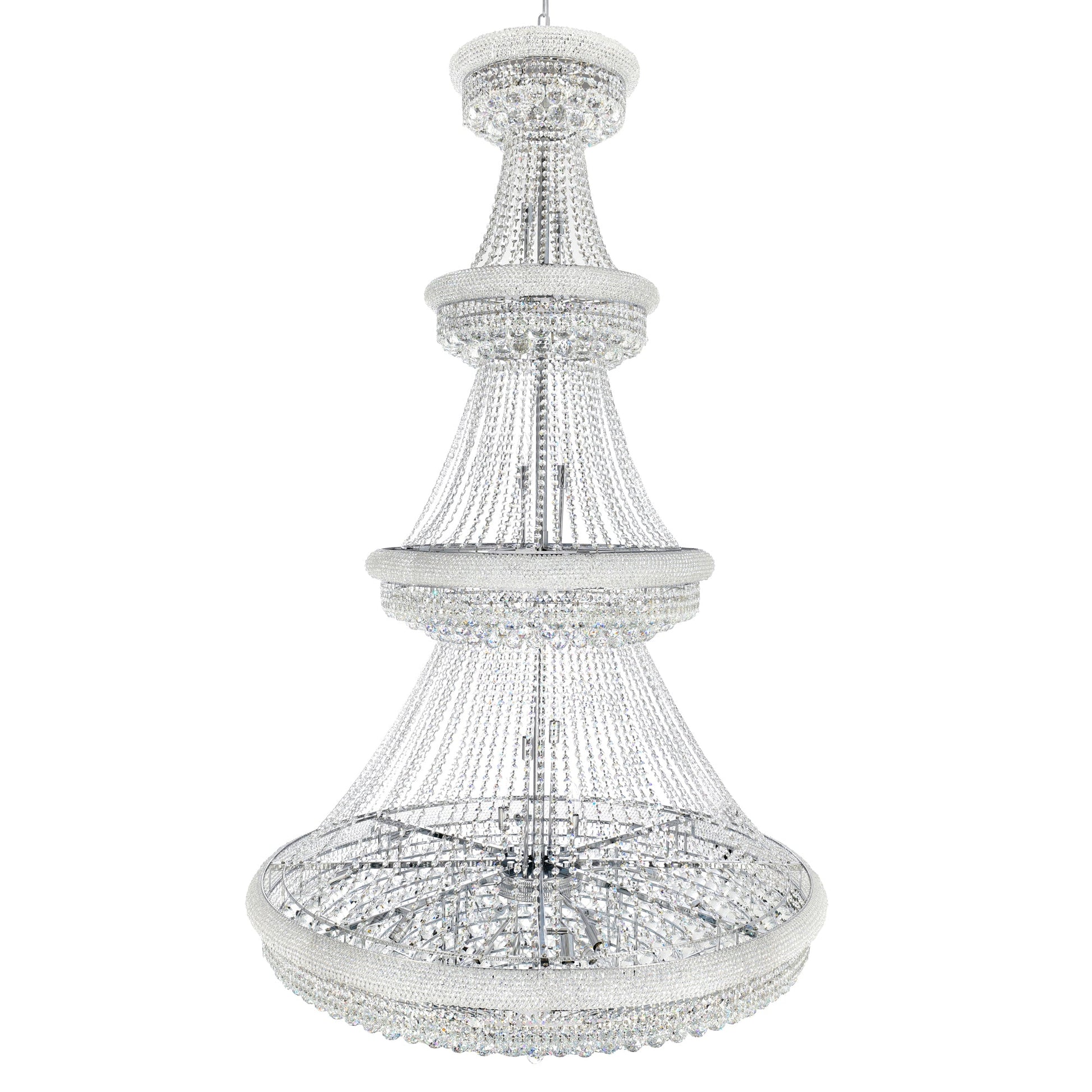 Empire 42 Light 50in Chrome Down Chandelier with Crystals - CWI Lighting