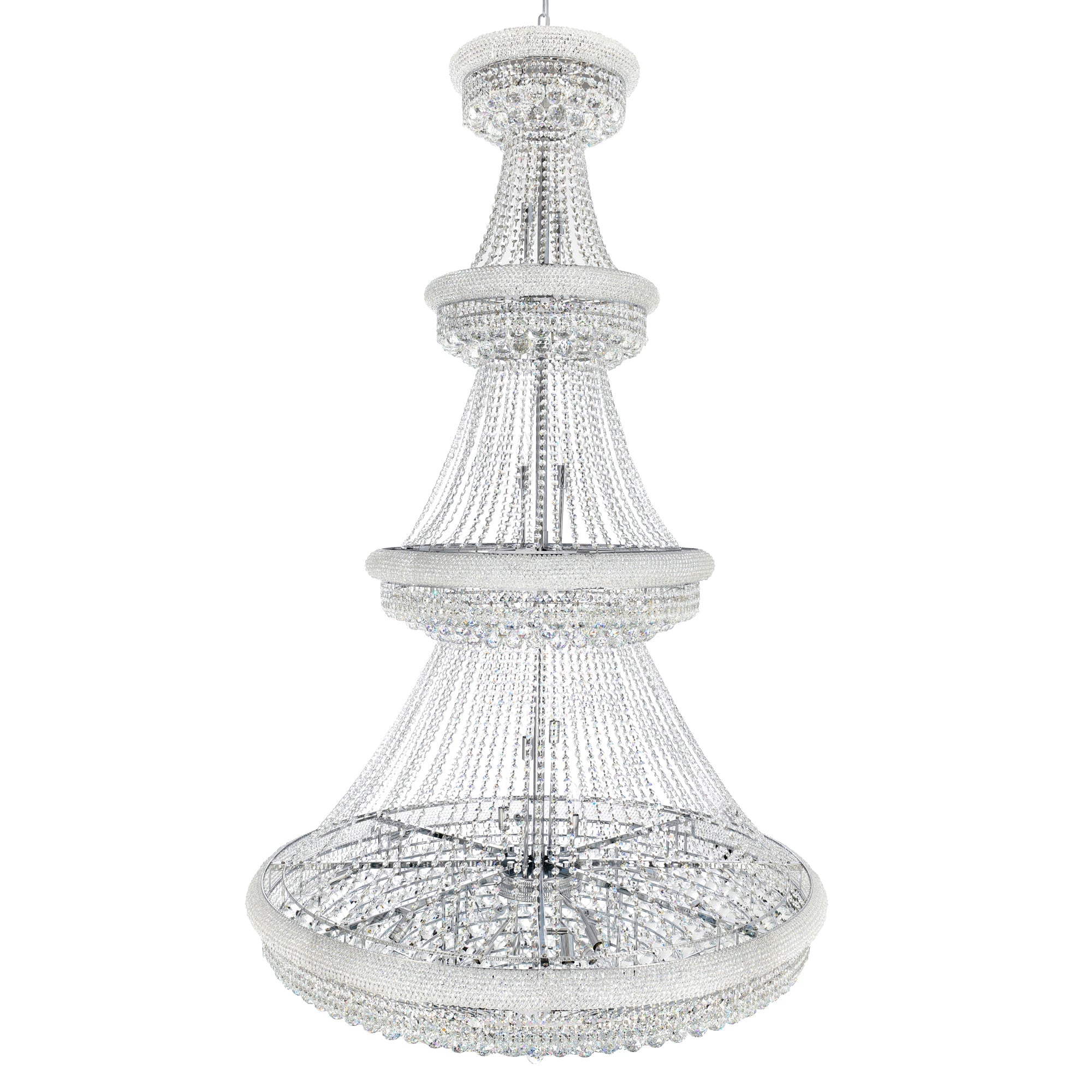 Empire 42 Light 50in Chrome Down Chandelier with Crystals - CWI Lighting