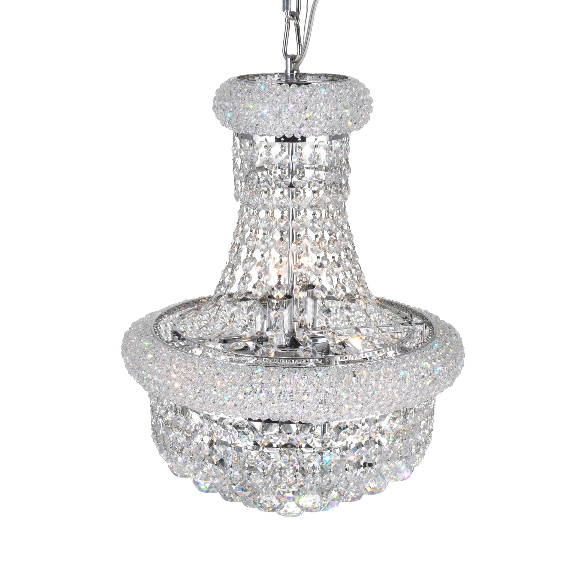 Empire 6 Light 14in Chrome Chandelier with Crystals - CWI Lighting
