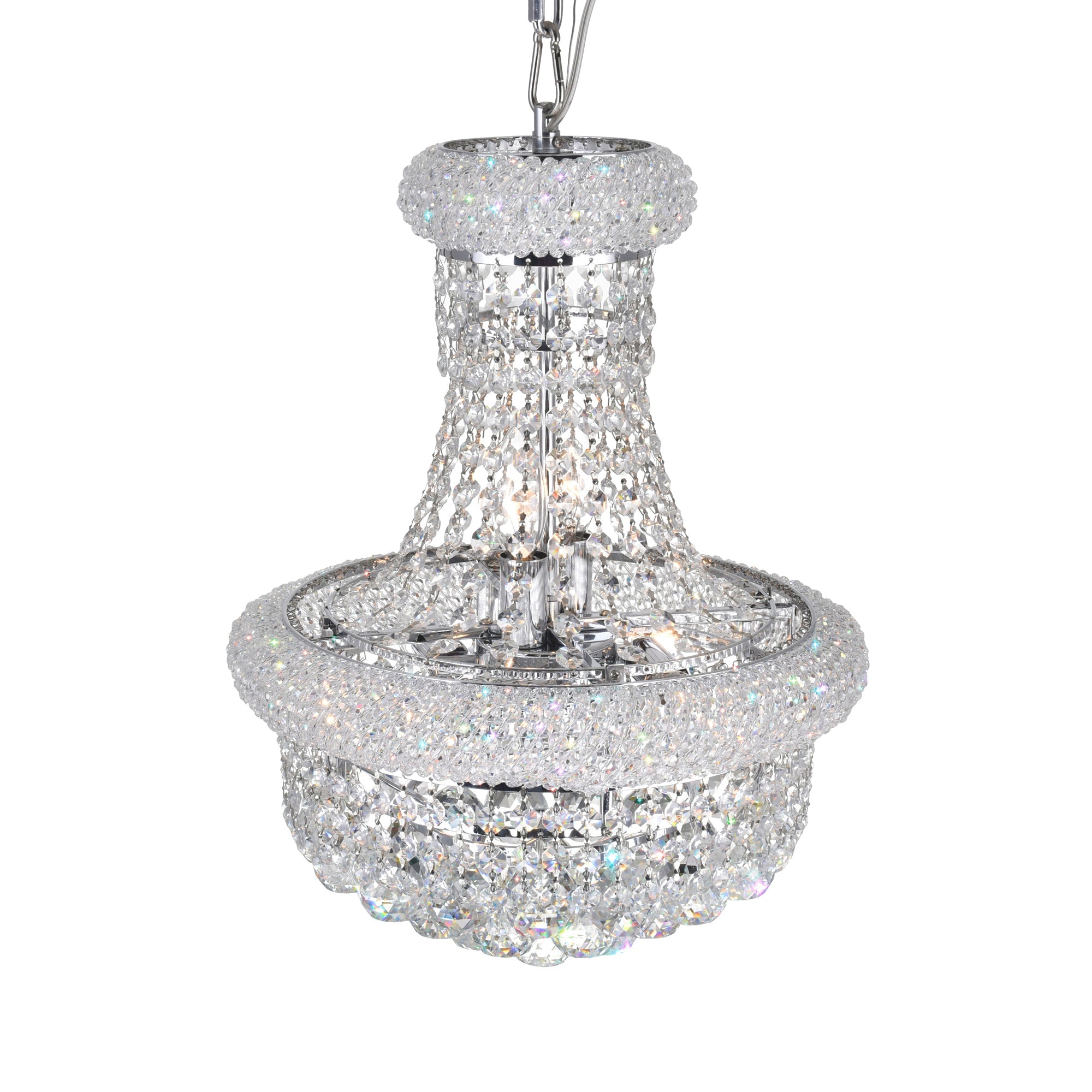 Empire 6 Light 14in Chrome Chandelier with Crystals - CWI Lighting